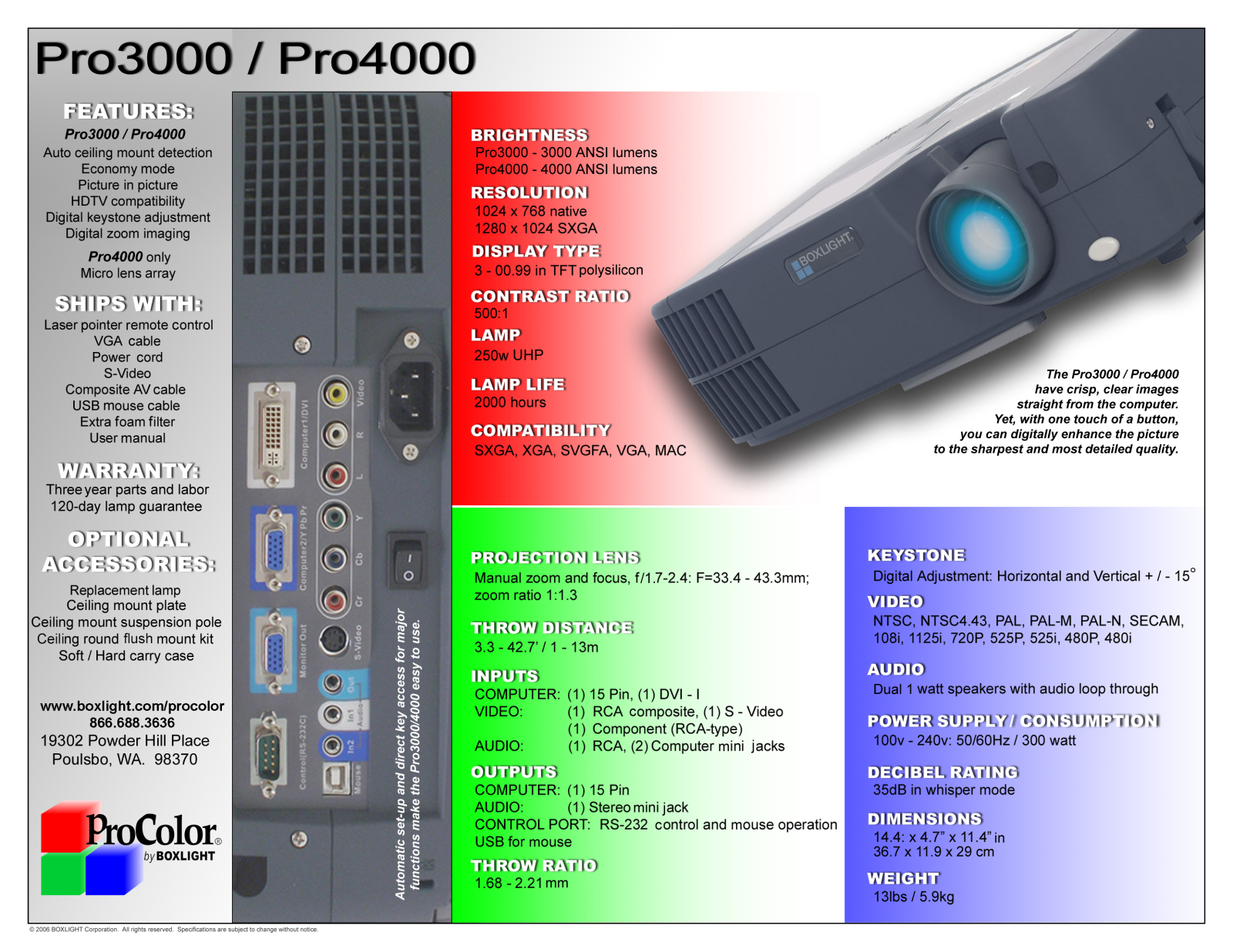 Boxlight Pro4000 Product Sheet