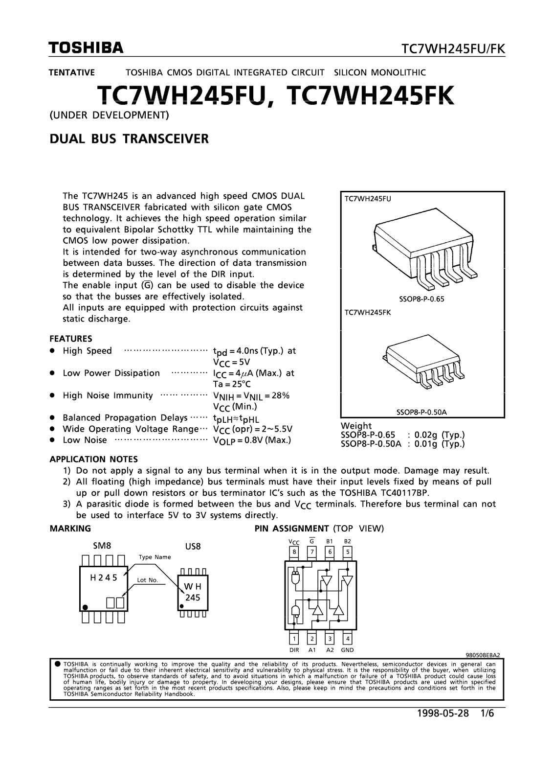 Toshiba TC7WH245FU, TC7WH245FK Datasheet