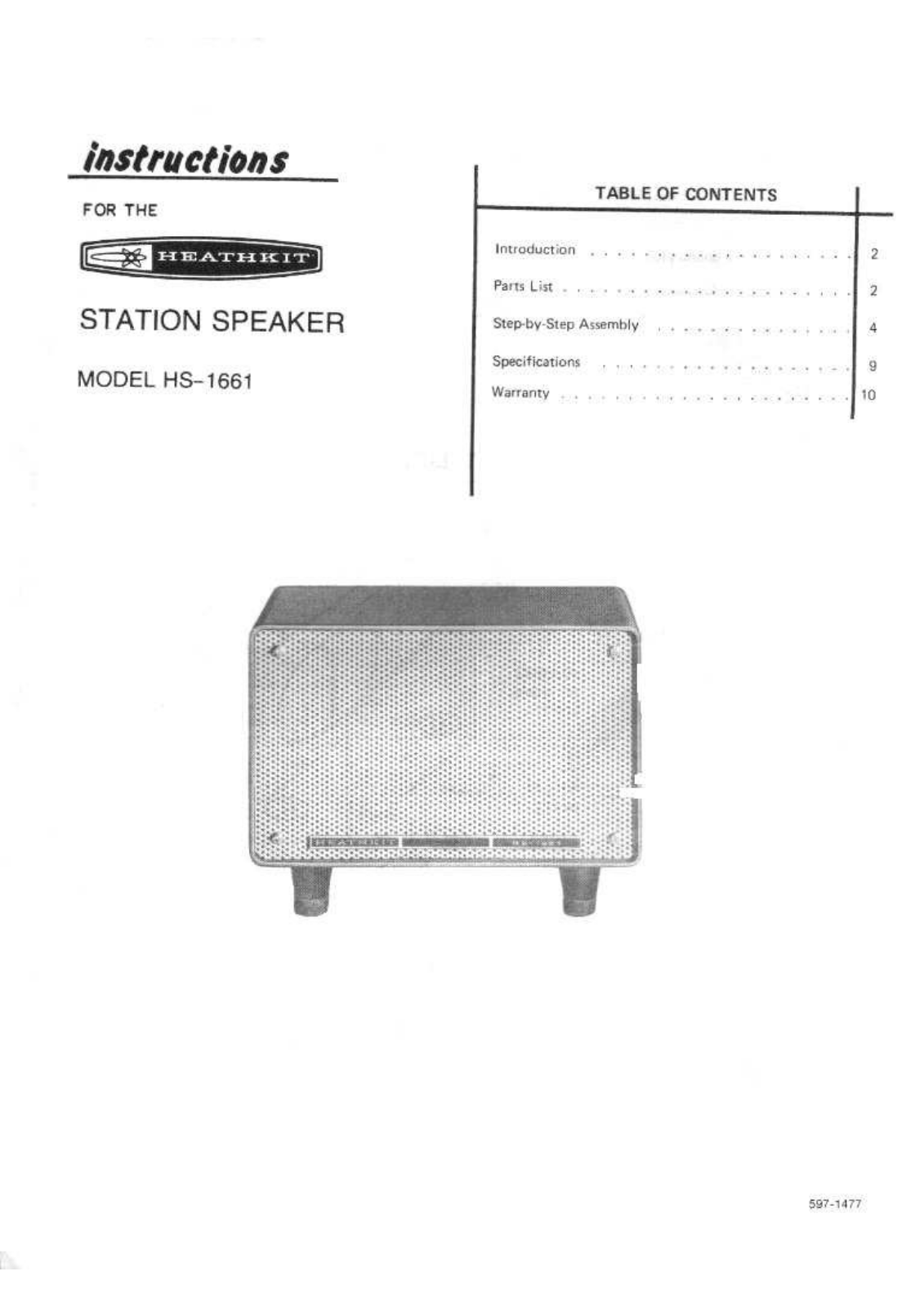 Heathkit HS-1661 User Manual