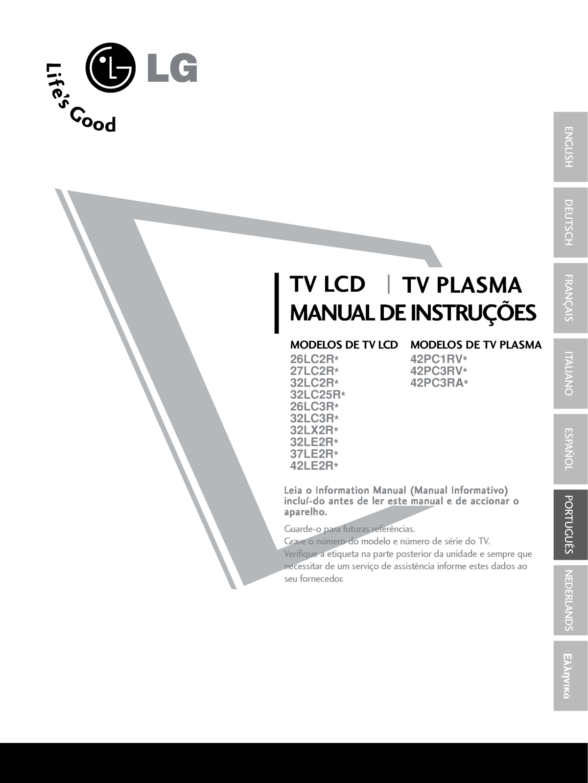 Lg 42PC1RV, 42PC3RV, 42PC3RA, 26LC2R, 27LC2R User Manual