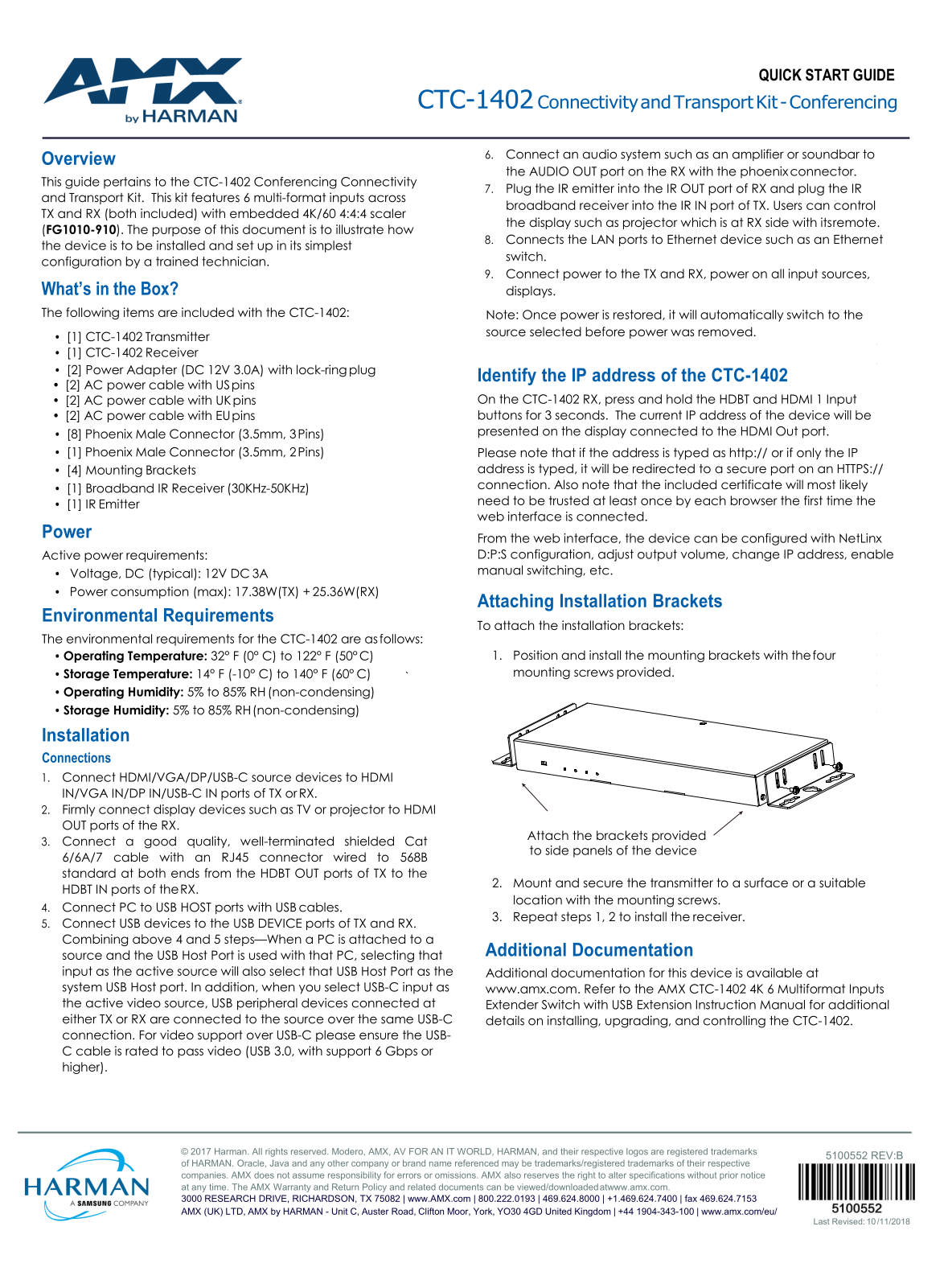 AMX CTC-1402 Quick Start Guide