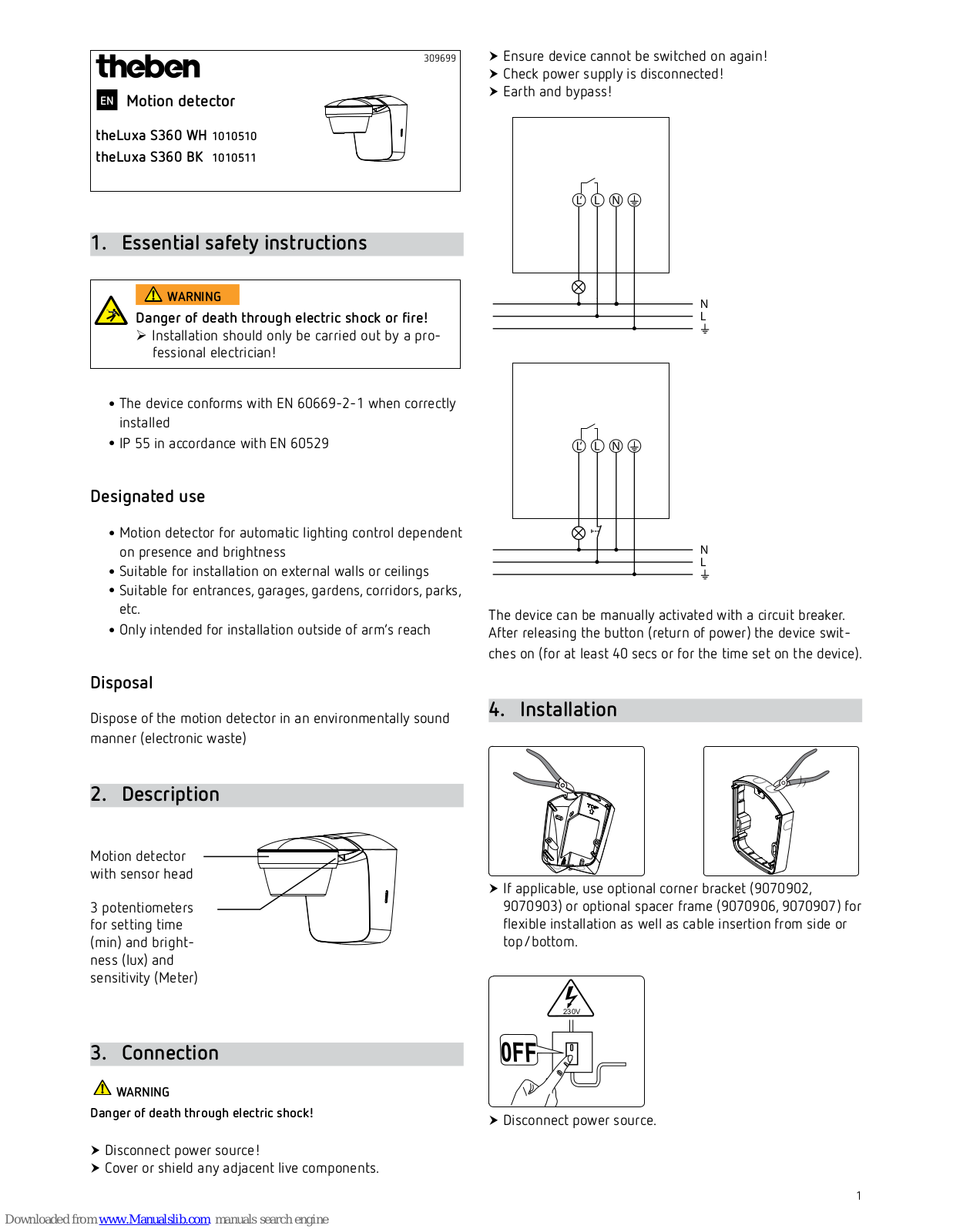 Theben theLuxa S360 WH, theLuxa S360 BK User Manual