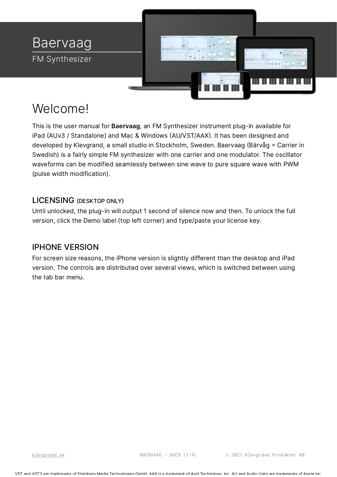 klevgrand Baervaag User Manual