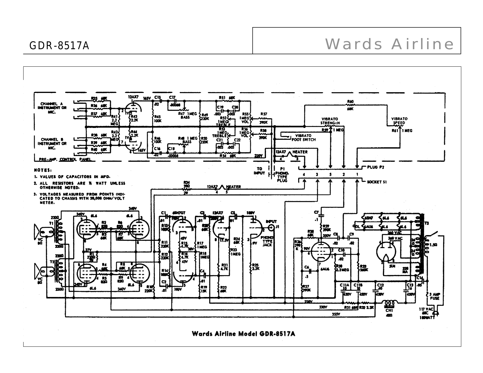 Airline Wards gdr 8517a schematic