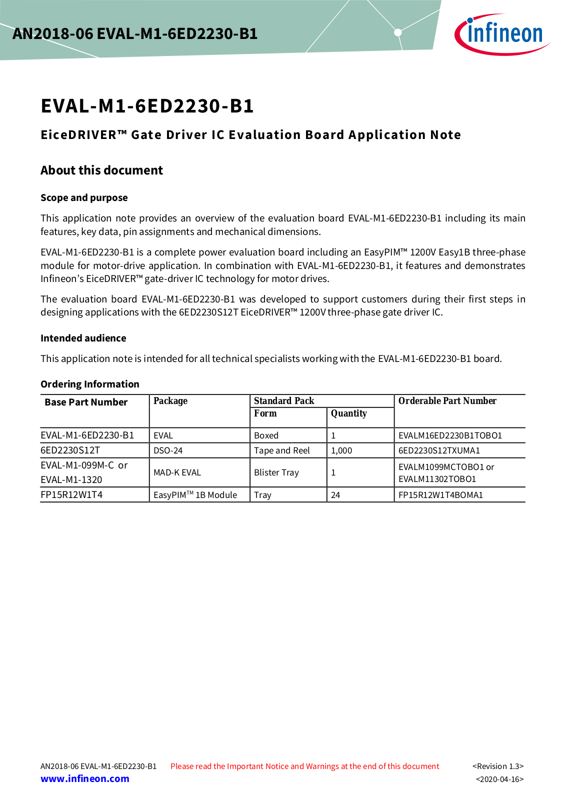 Infineon EVAL-M1-6ED2230-B1 User Manual