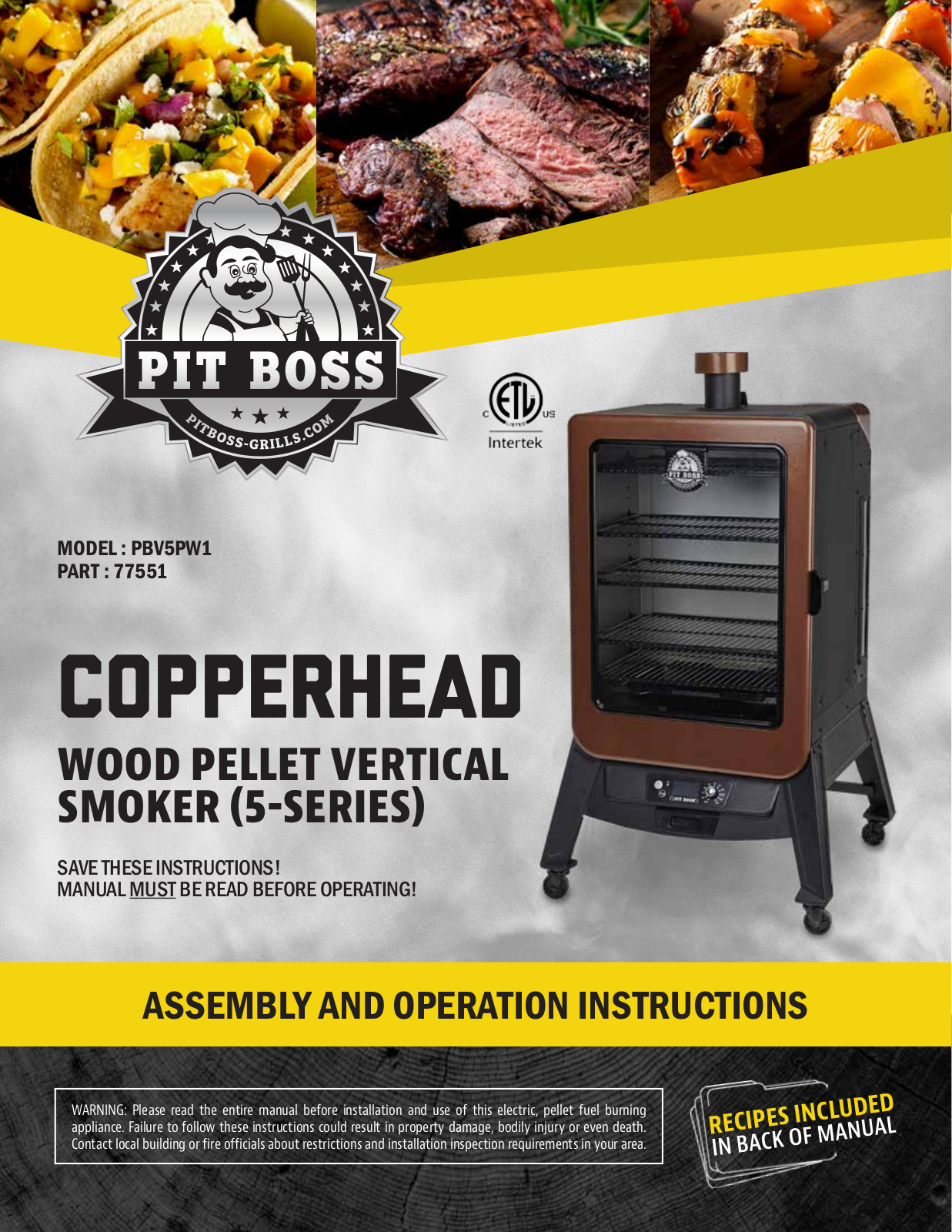 Pit boss PBV5PW1 User Manual