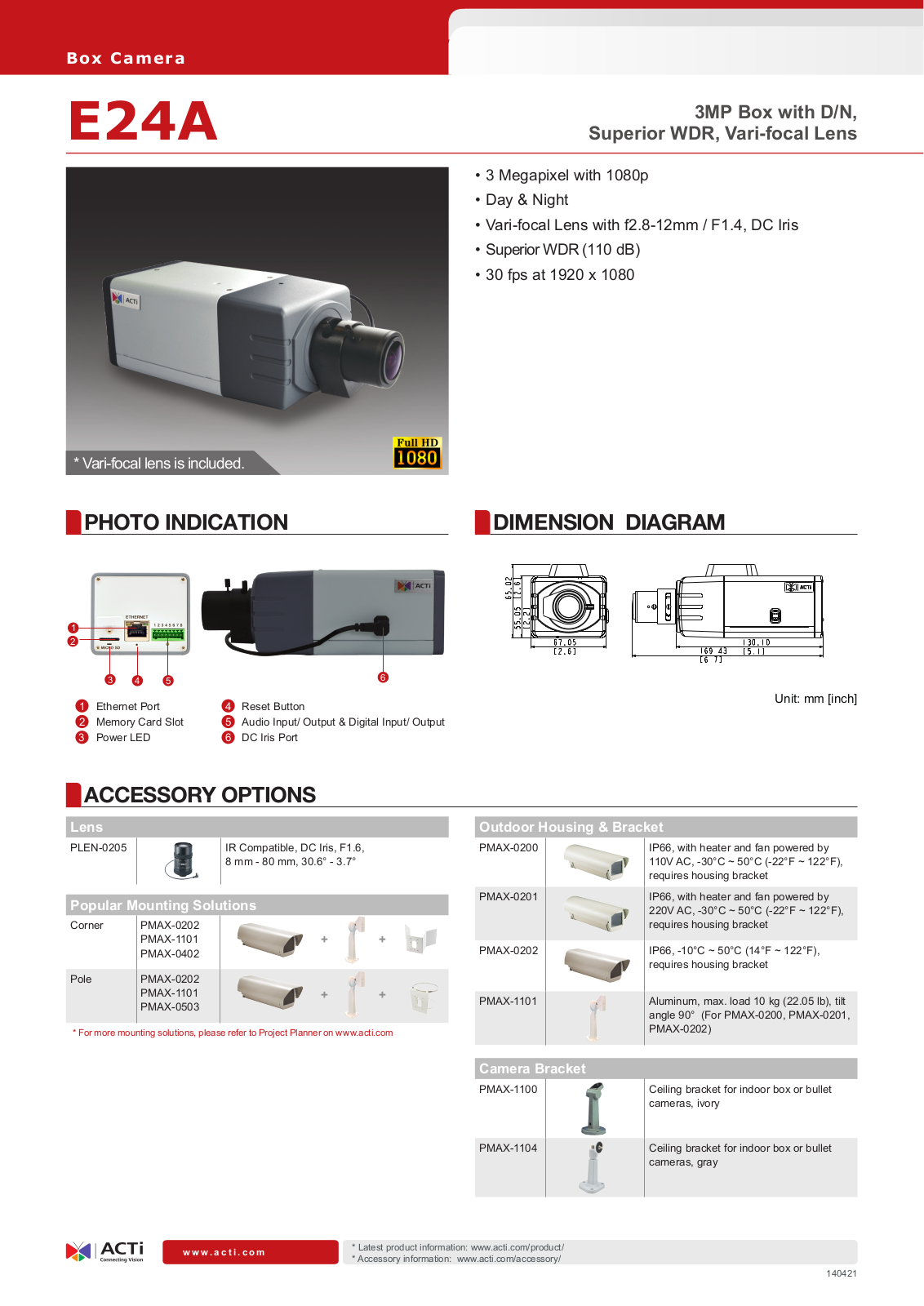 ACTi E24A Specsheet