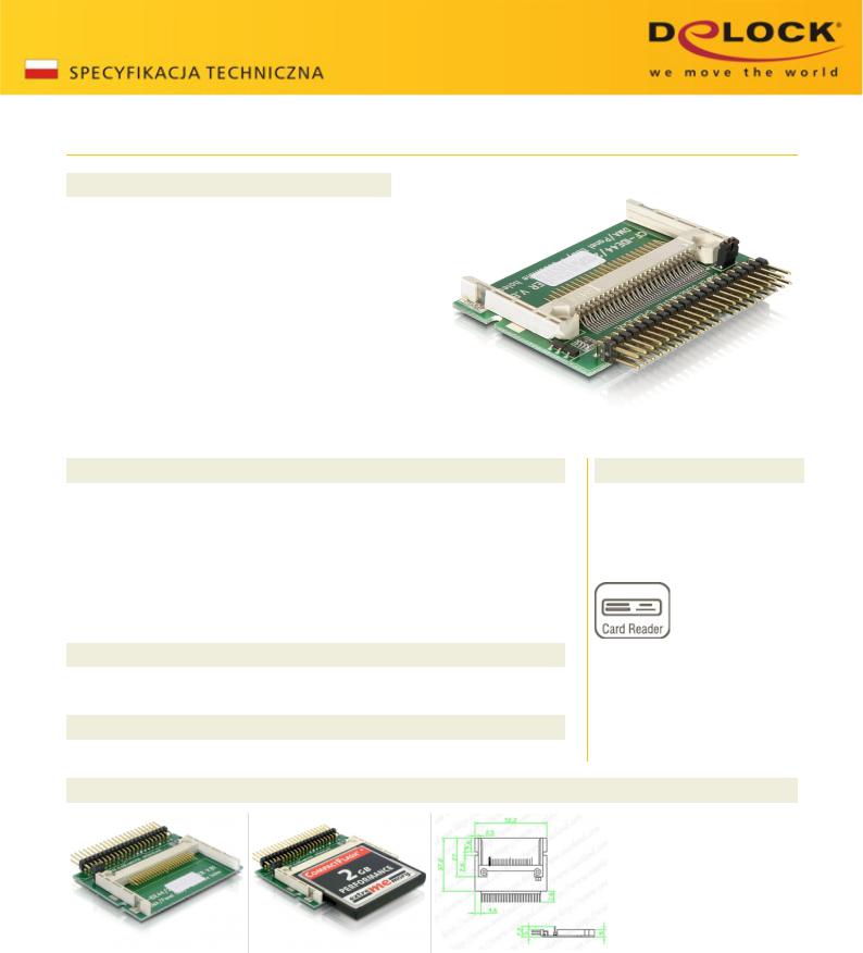 DeLOCK installation module 1x CF, single-slot-Card Readers, IDE 44-Pin  plug User Manual