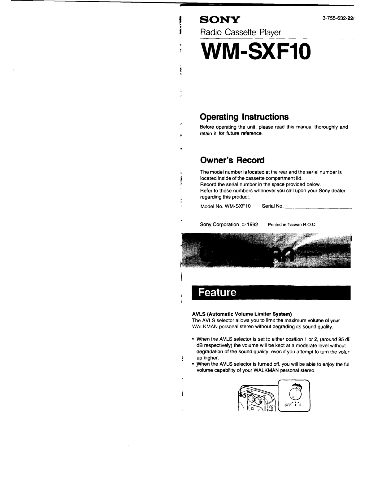 Sony WM-SXF10 User Manual