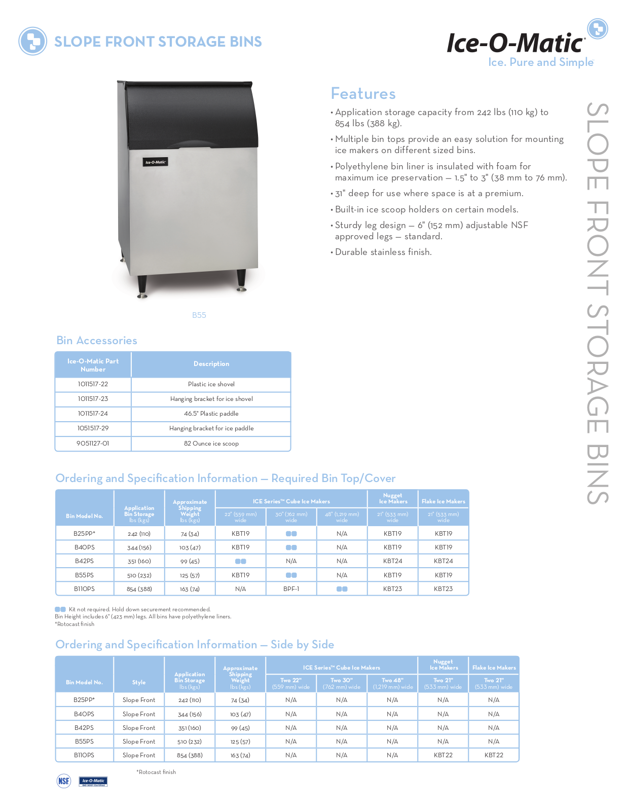 Ice-O-Matic B110PS Specifications