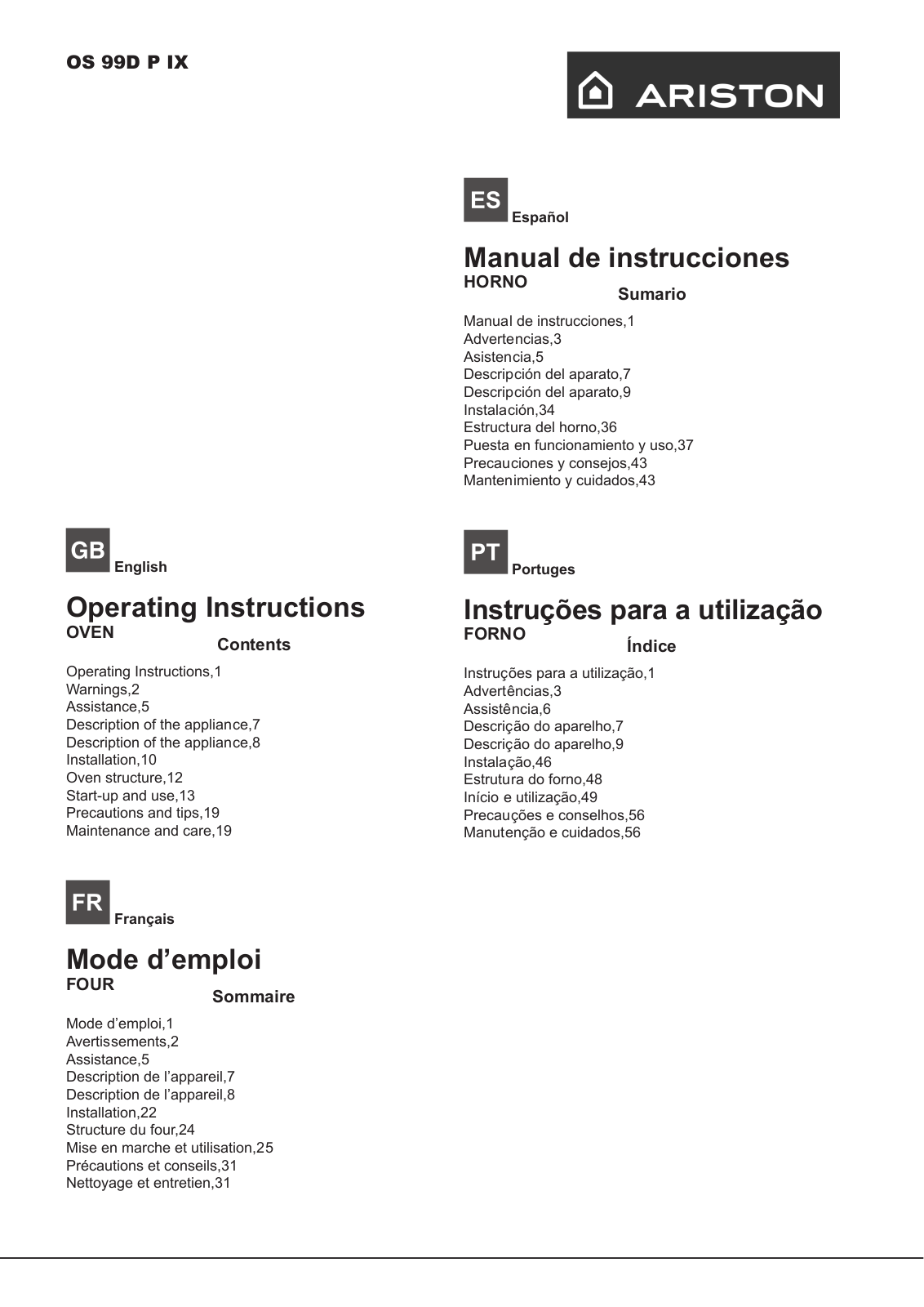 Hotpoint OS 99D P IX S User Manual