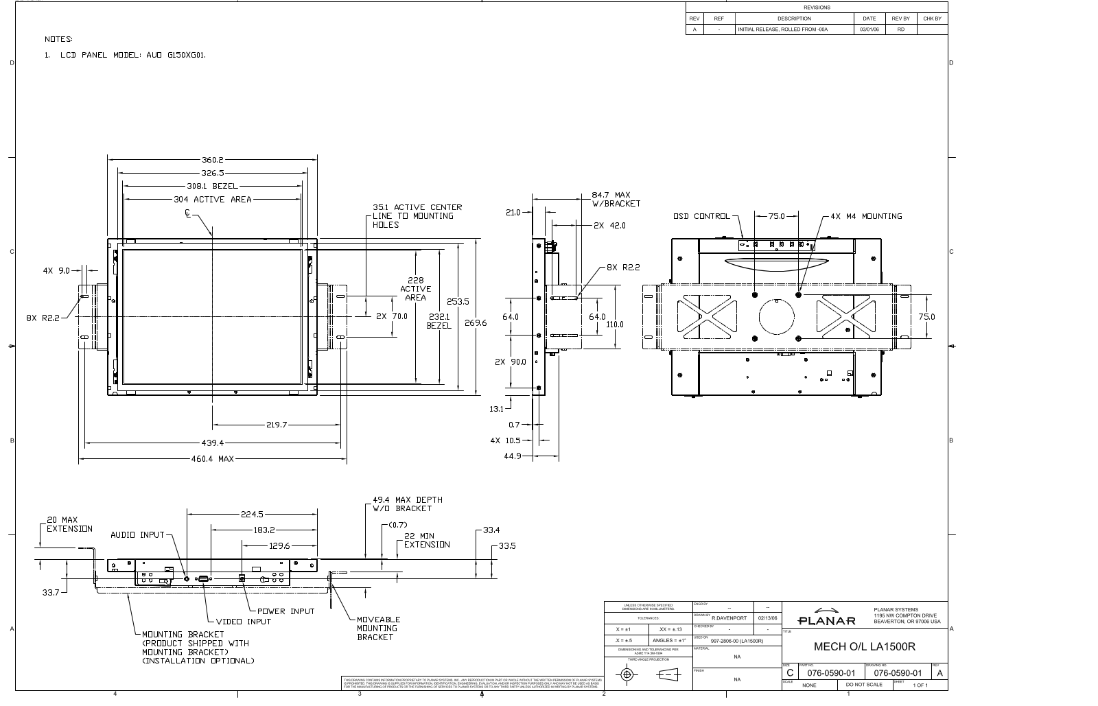 Planar LA1500R Drawing