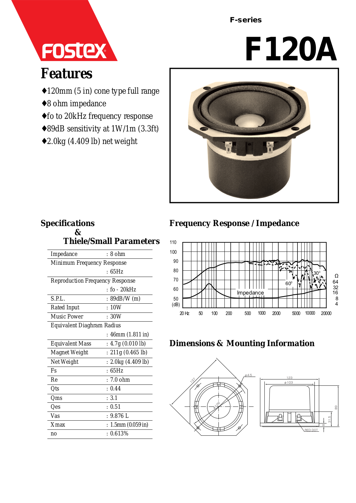 Fostex F120A User Manual