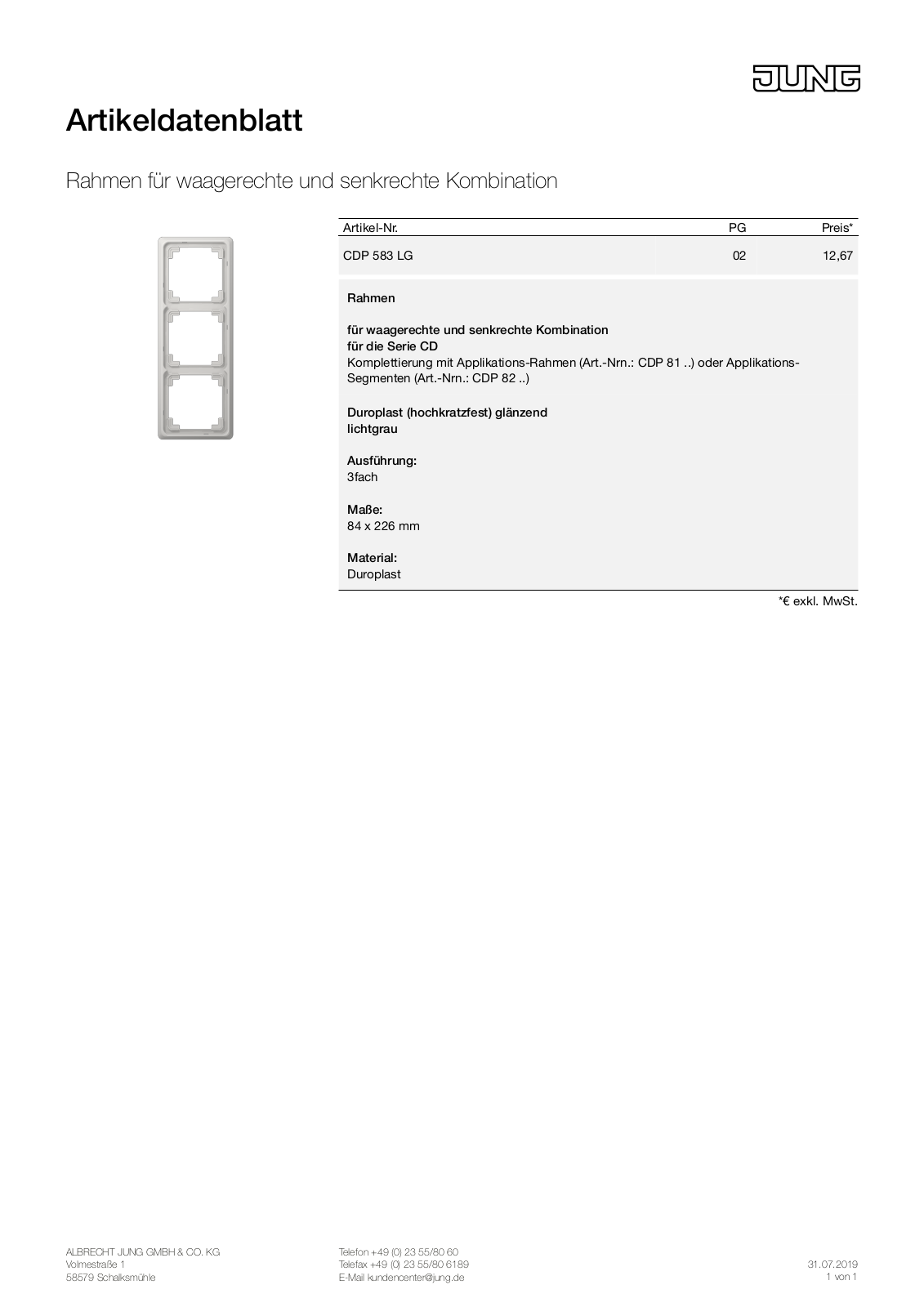 Jung CDP 583 LG User Manual