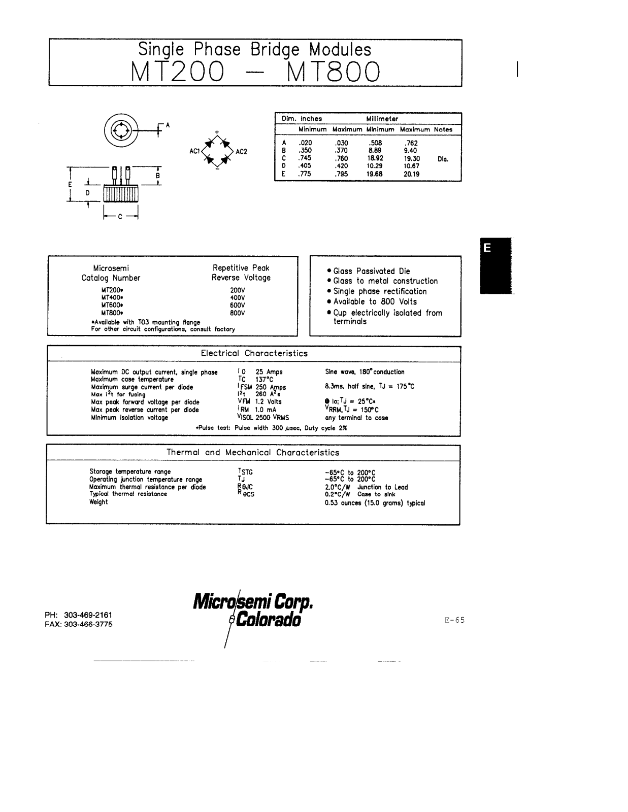 Microsemi Corporation MT400, MT200, MT600 Datasheet