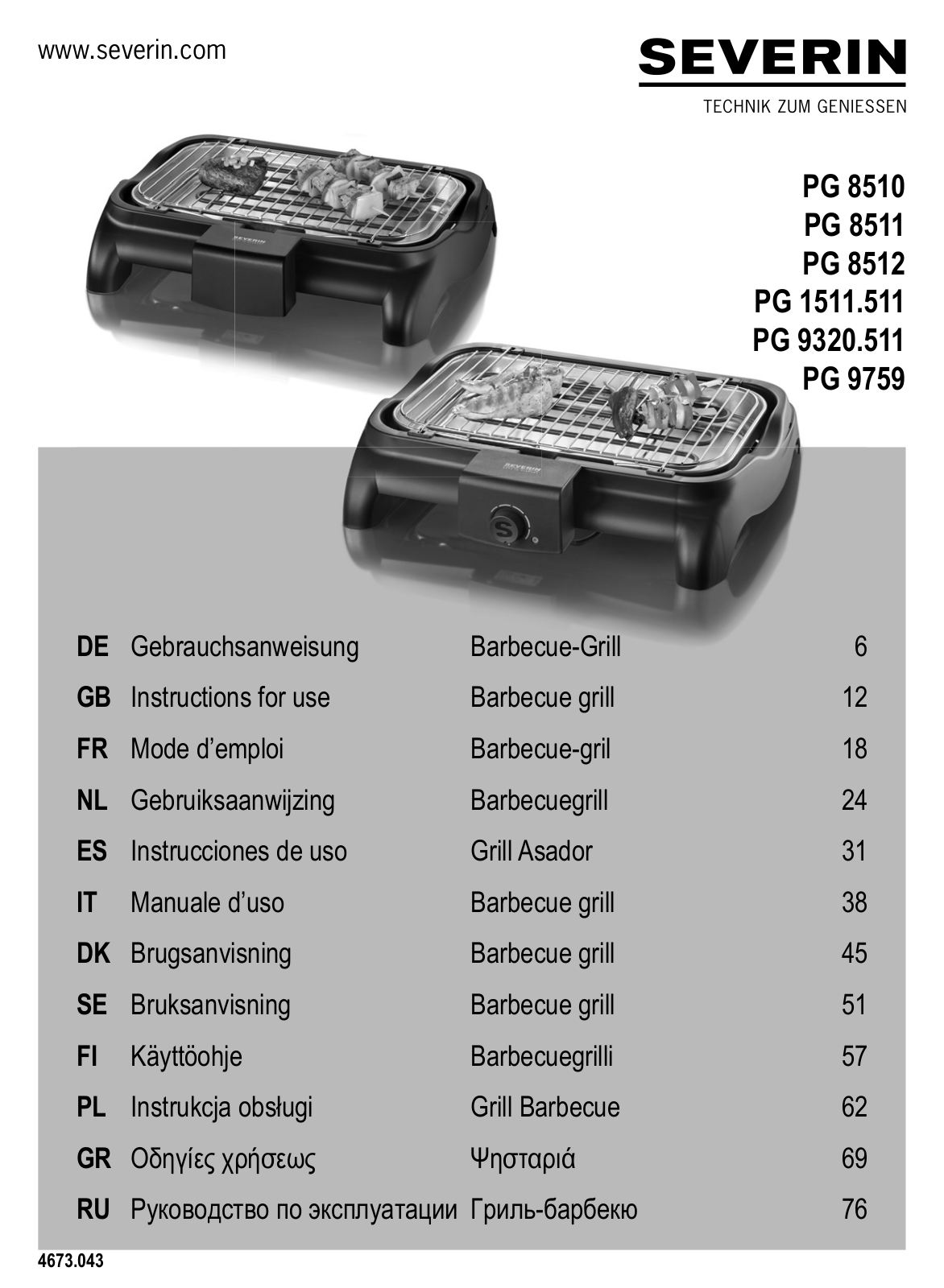 Severin PG8510 operation manual