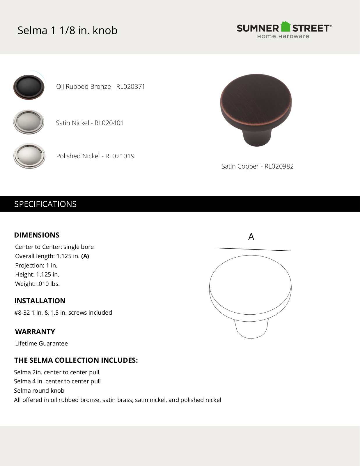 Sumner Street Home Hardware CTHD1104 Specifications - ManualMachine.com