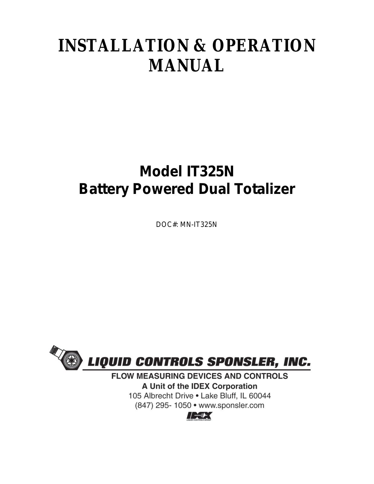 Liquid Controls IT325N User Manual