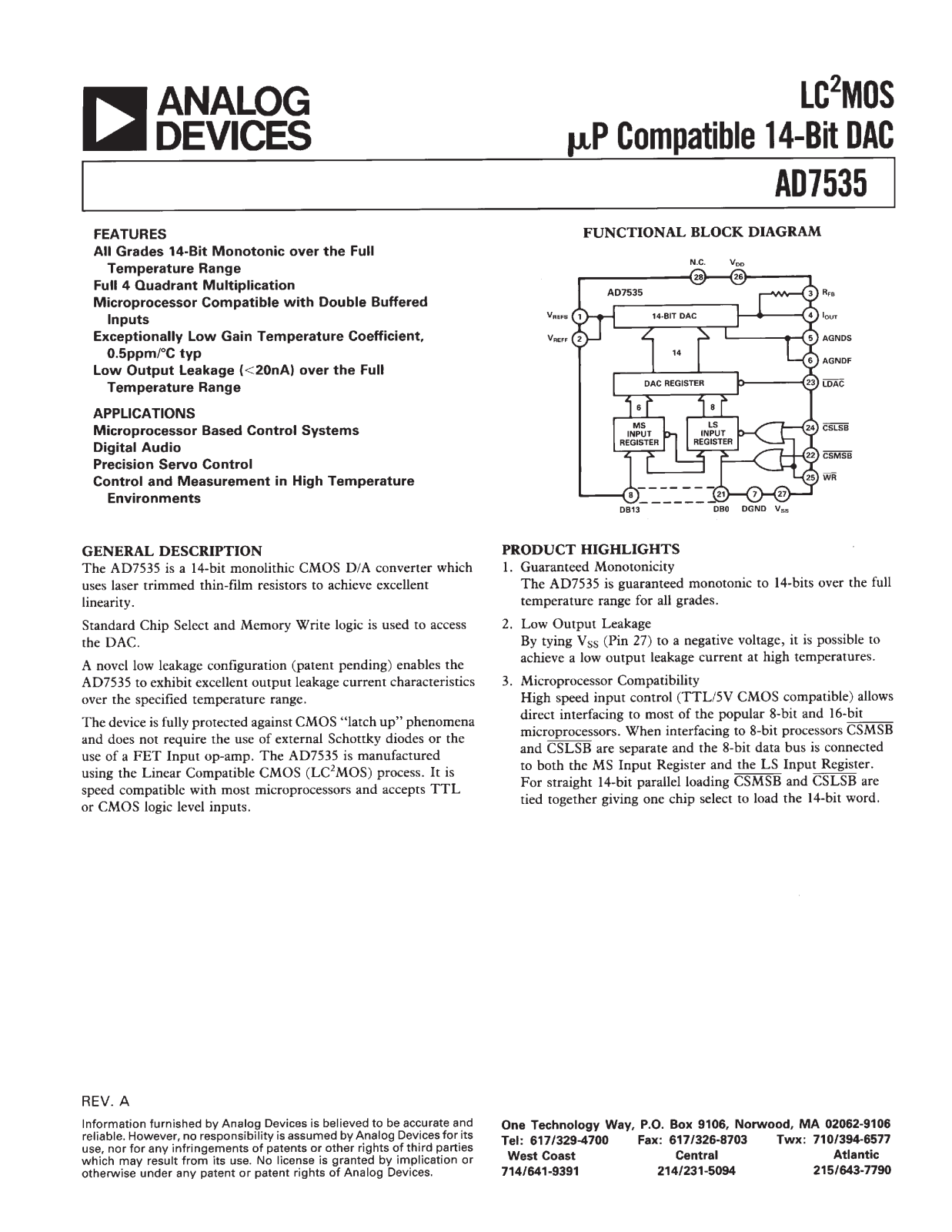 Analog Devices AD7535 a Datasheet