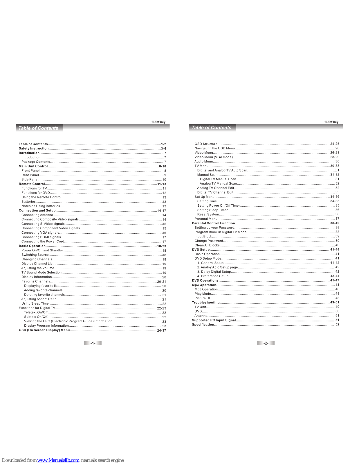 SONIQ Qvision QV192LCT User Manual