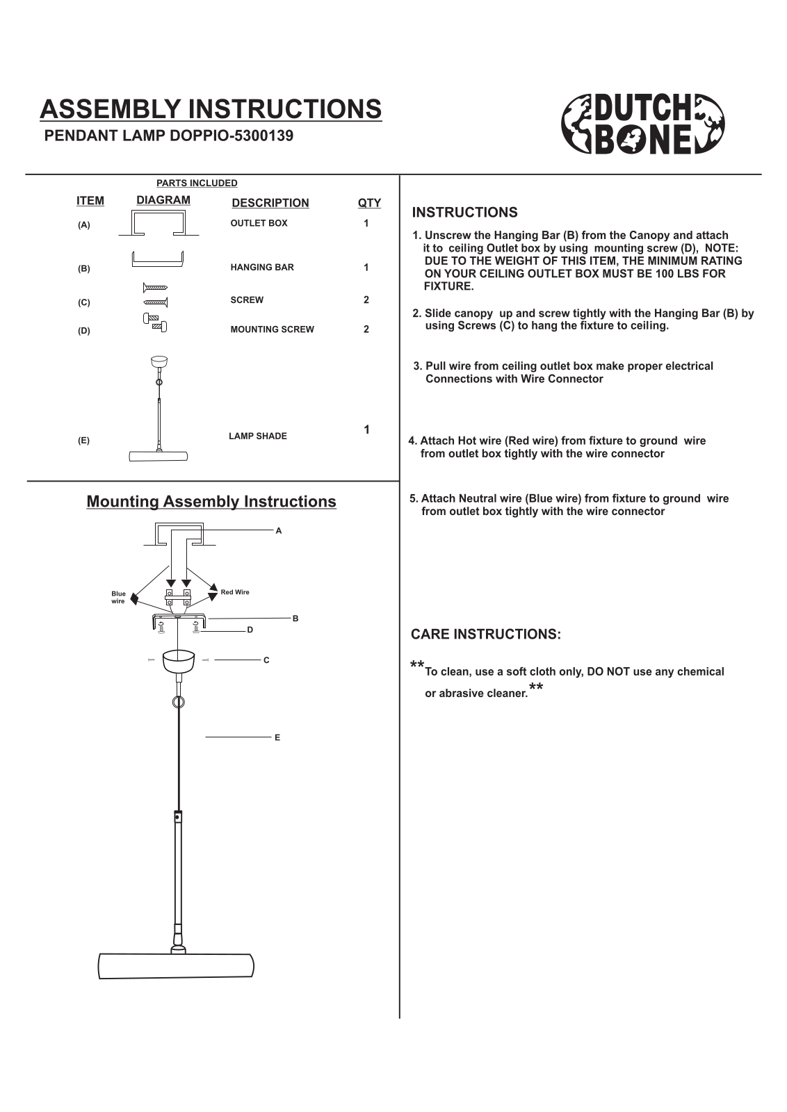 Dutchbone RDTE1201 Installation & Assembly - ManualMachine.com