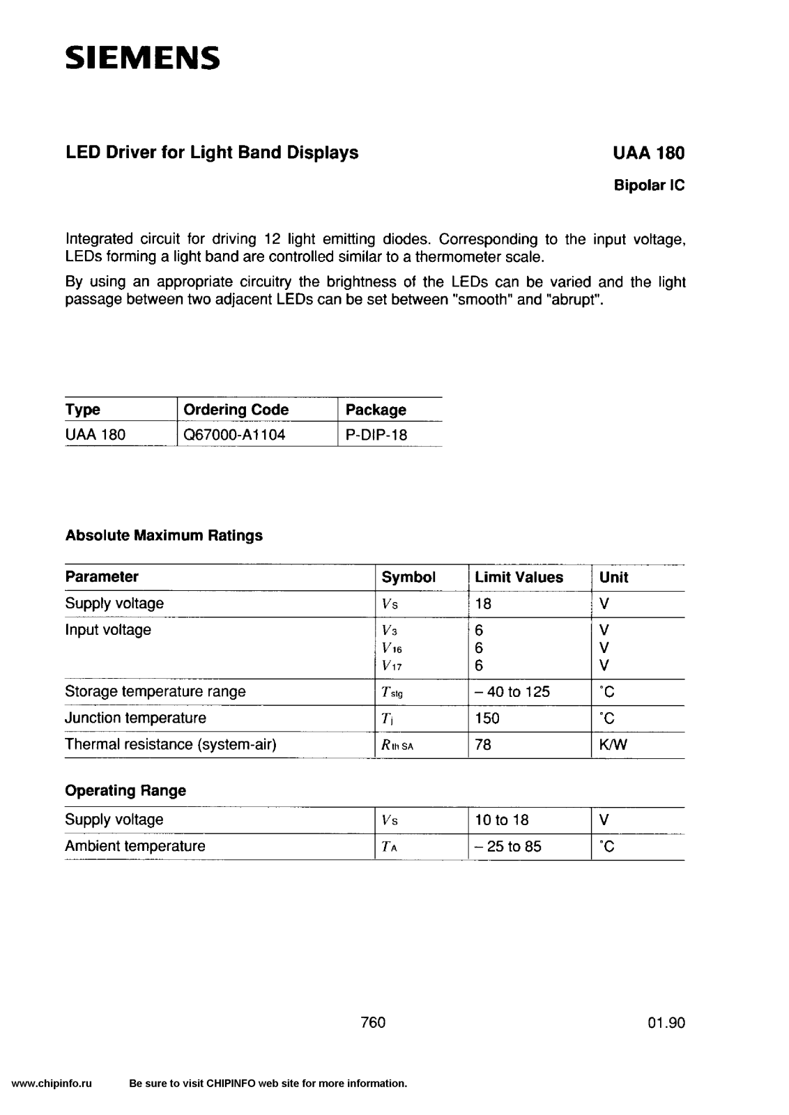 Siemens UAA180 Datasheet