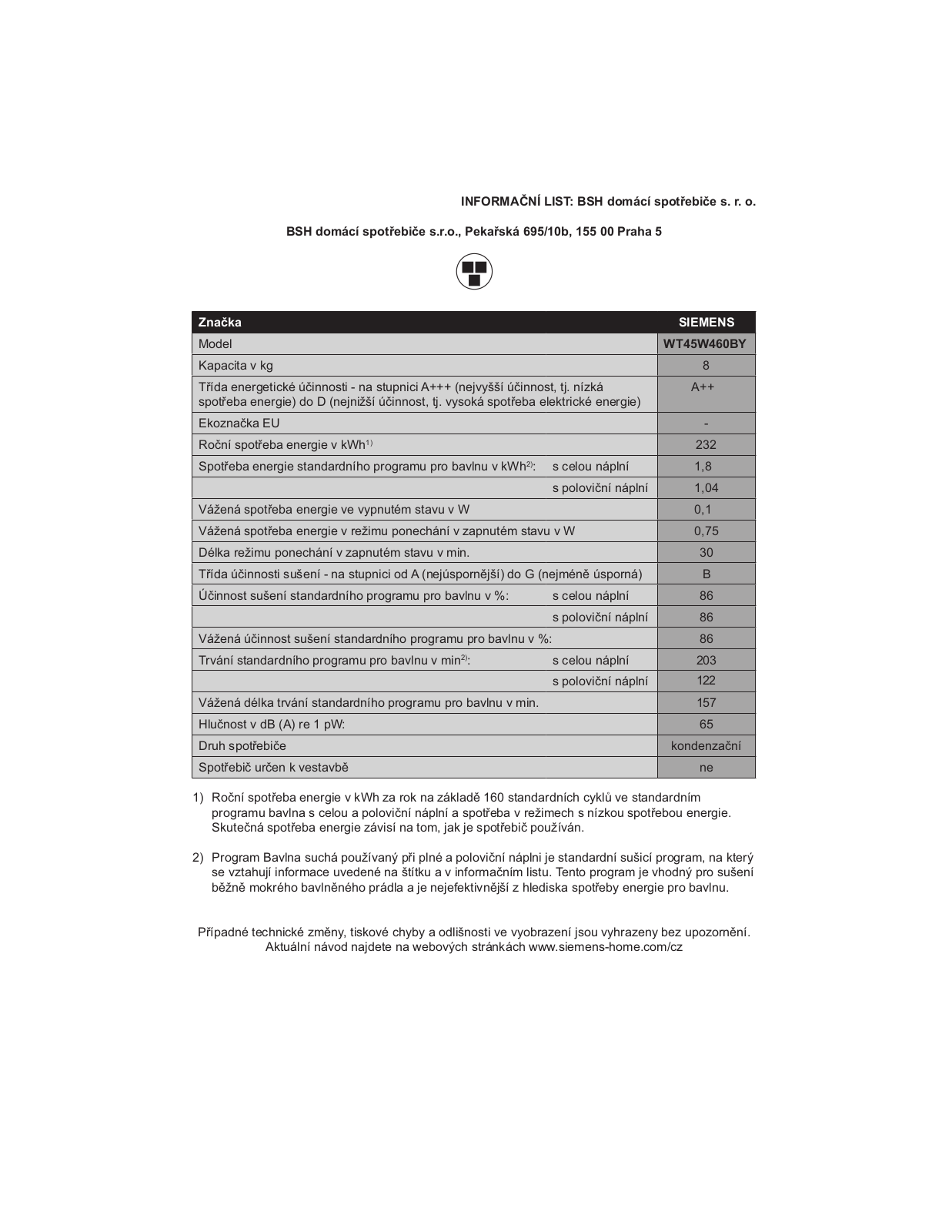 Siemens WT45W460BY User Manual