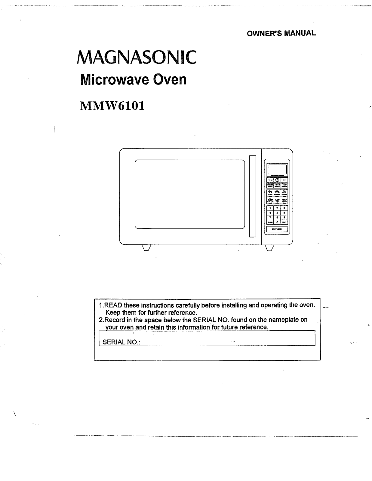 Magnasonic MMW6101 User Manual