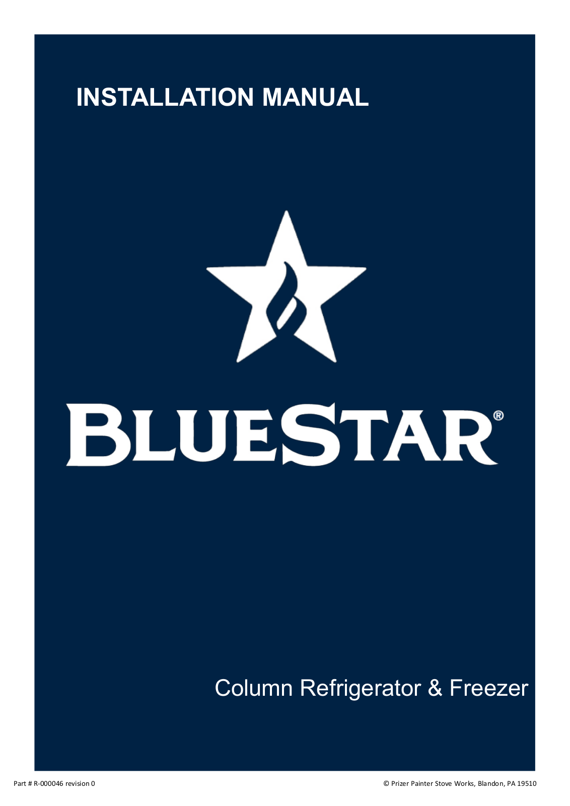 BLUESTAR BIR30R0, BIRP24R0, BIR30L0PLT, BIRP24L0, BIR30L0 Installation guide - ManualMachine.com