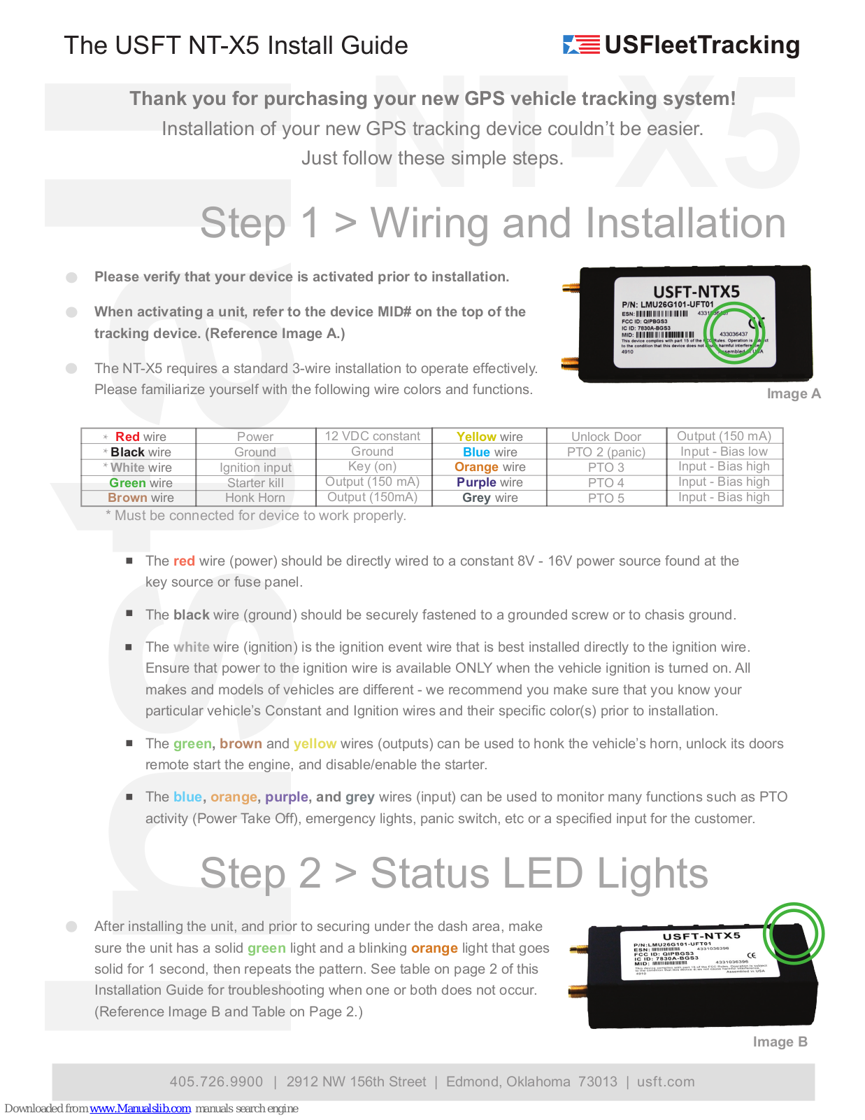 US Fleet Tracking USFT NT-X5 Install Manual - ManualMachine.com