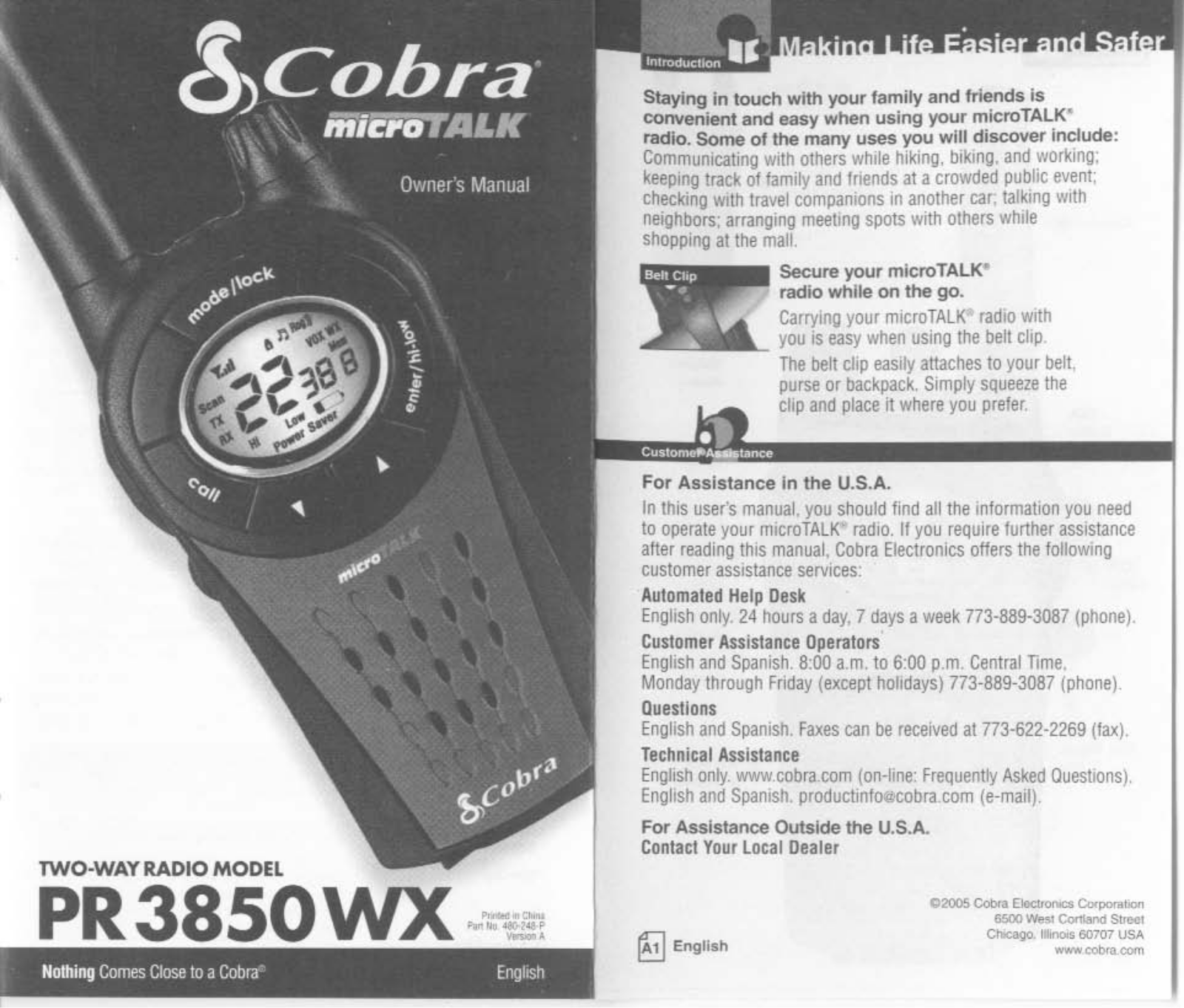 Cobra Electronics PR3800 Users manual