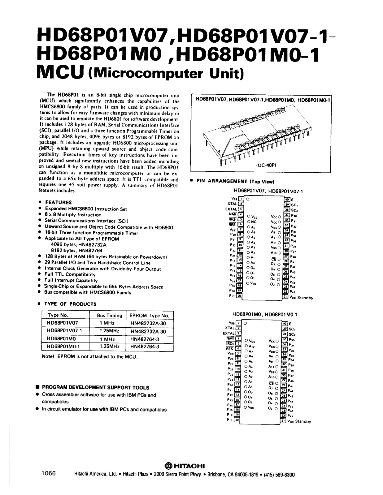 HIT HD68P01V07-1, HD68P01V07, HD68P01M0-1, HD68P01M0 Datasheet