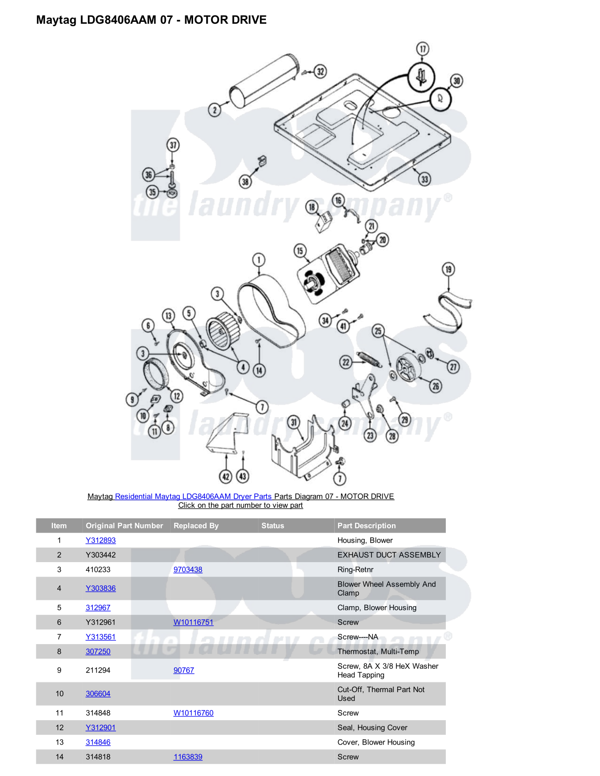 Maytag LDG8406AAM Parts Diagram