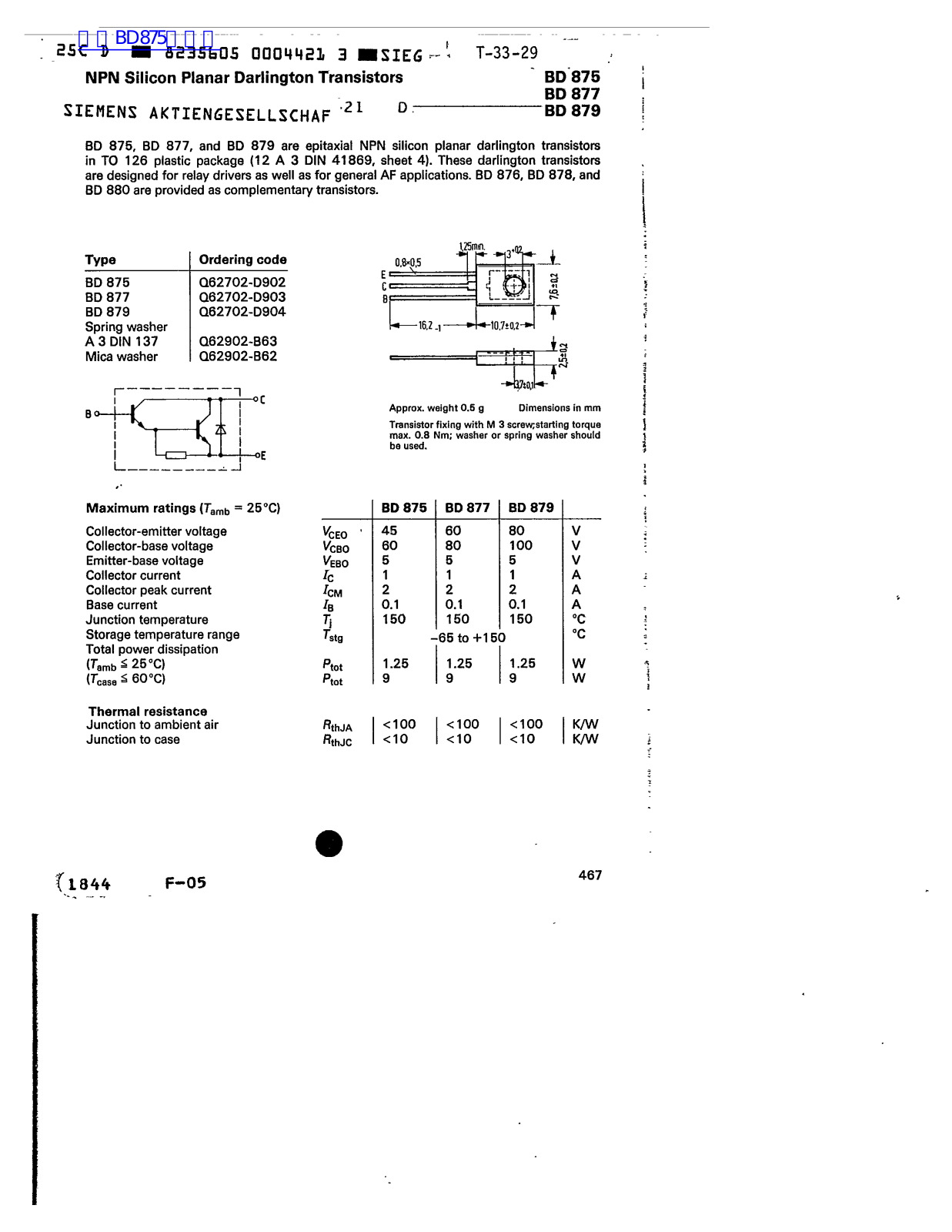 ADVANCED SEMICONDUCTOR BD 875, BD 877, BD 879 Service Manual