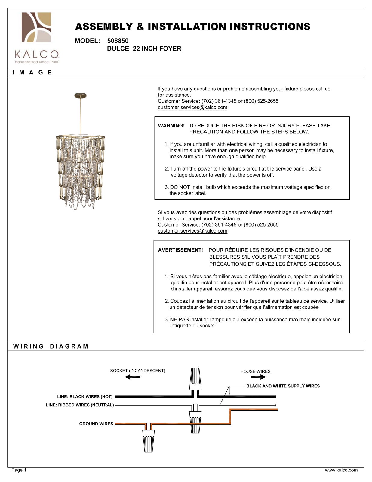 Kalco 508850CSL Assembly Guide