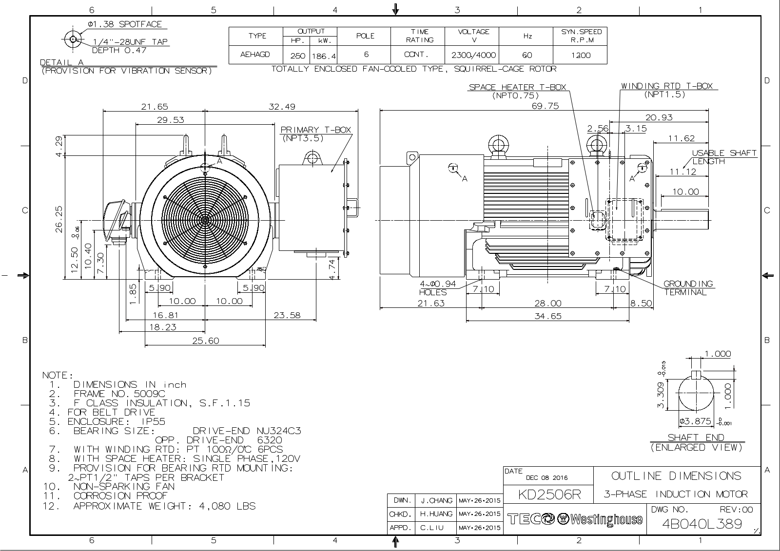 Teco KD2506R Reference Drawing