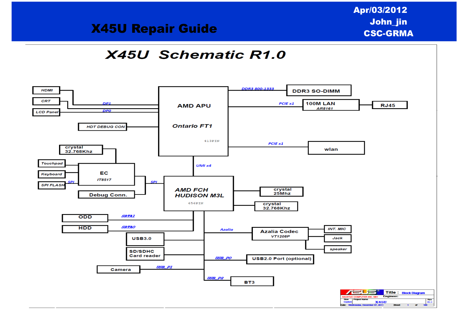 Asus X45U Repair Guide