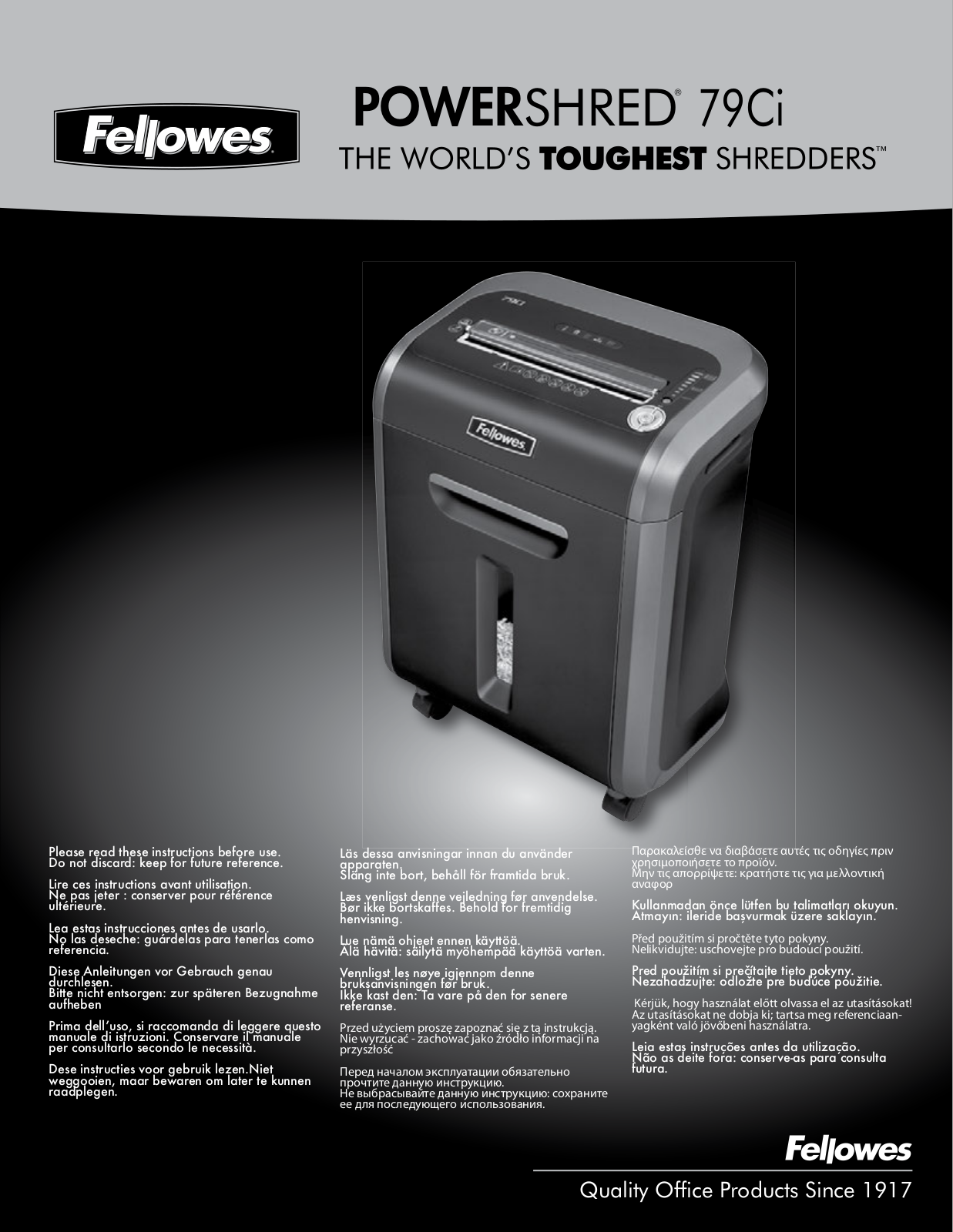 Fellowes Powershred 79Ci User manual