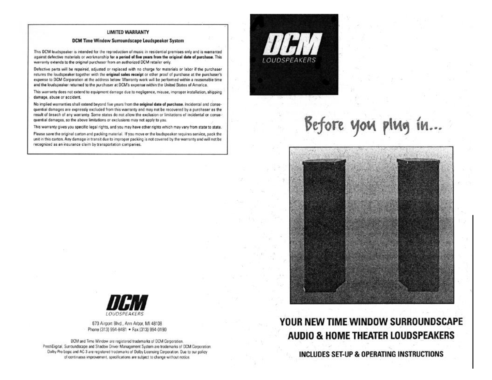 DCM Time Window Surround Scape Owners manual