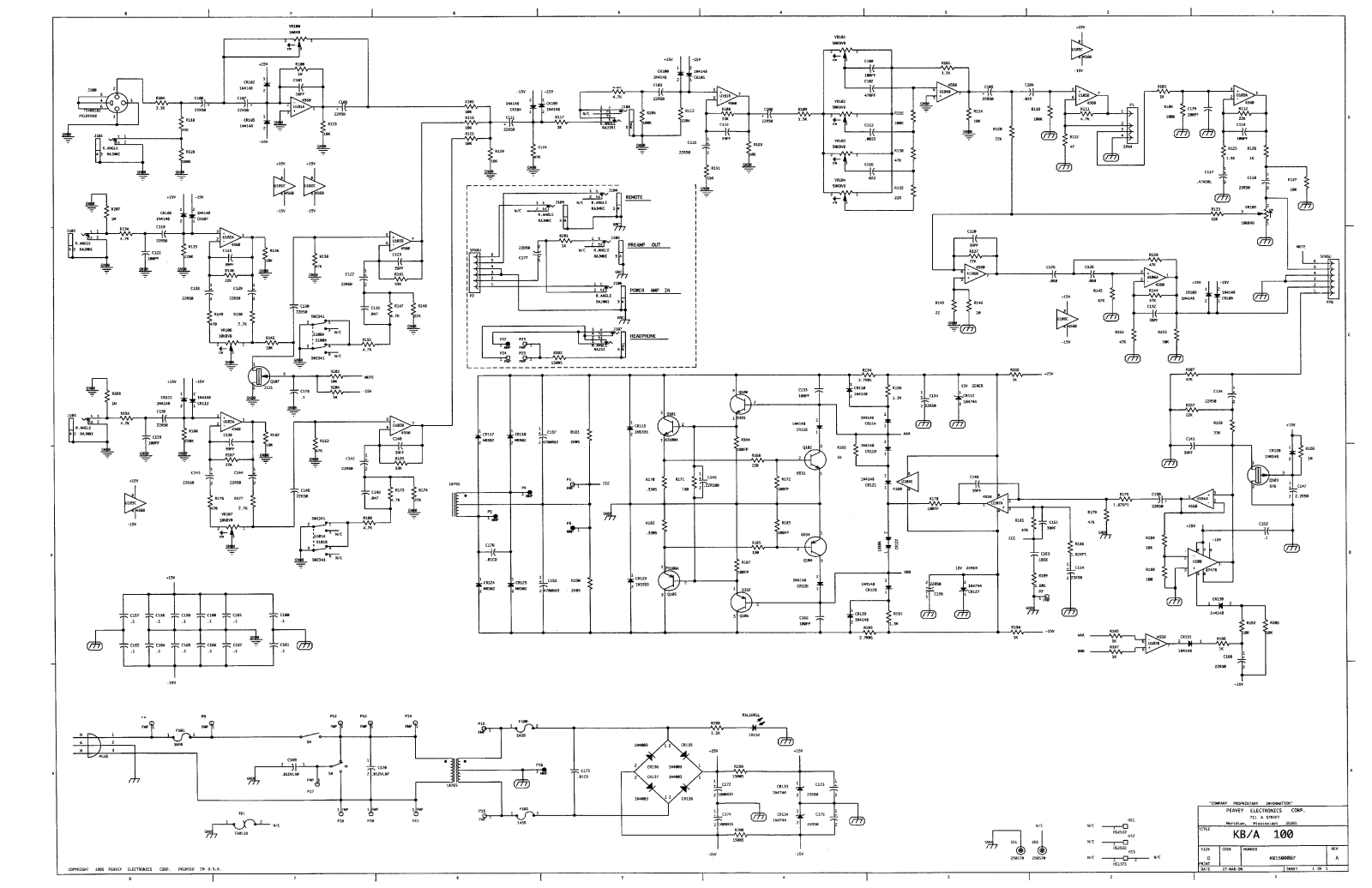 Peavey Electronics KBA-100 Schematic