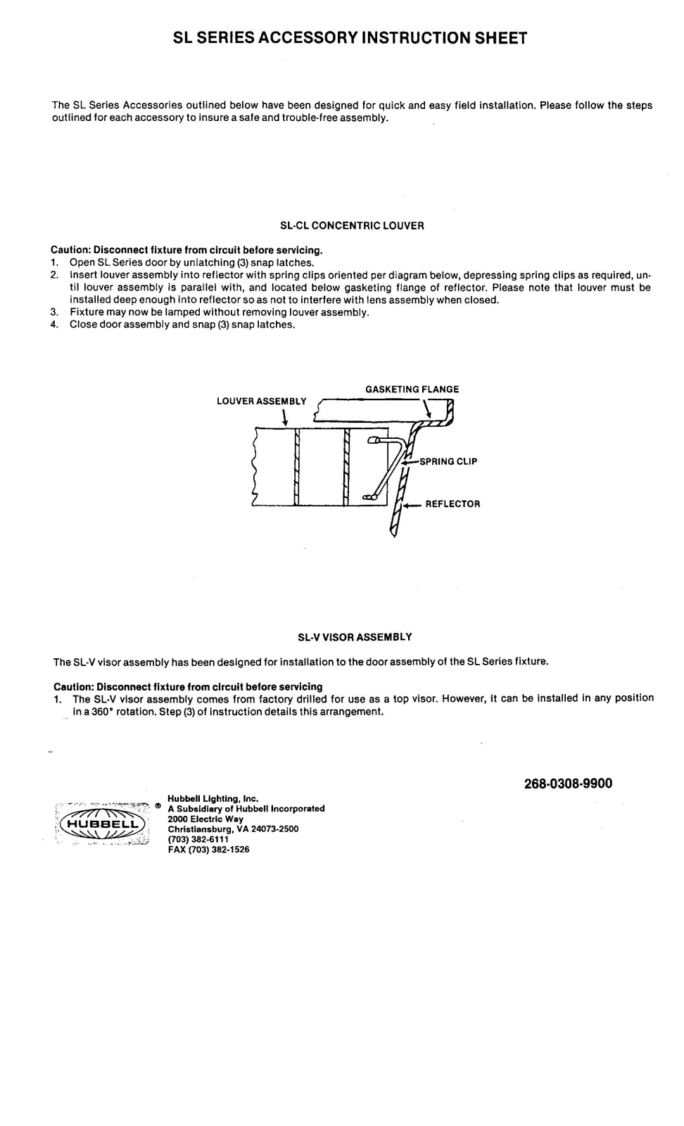 Hubbell Lighting SVL29M~B, SL ACCES User Manual