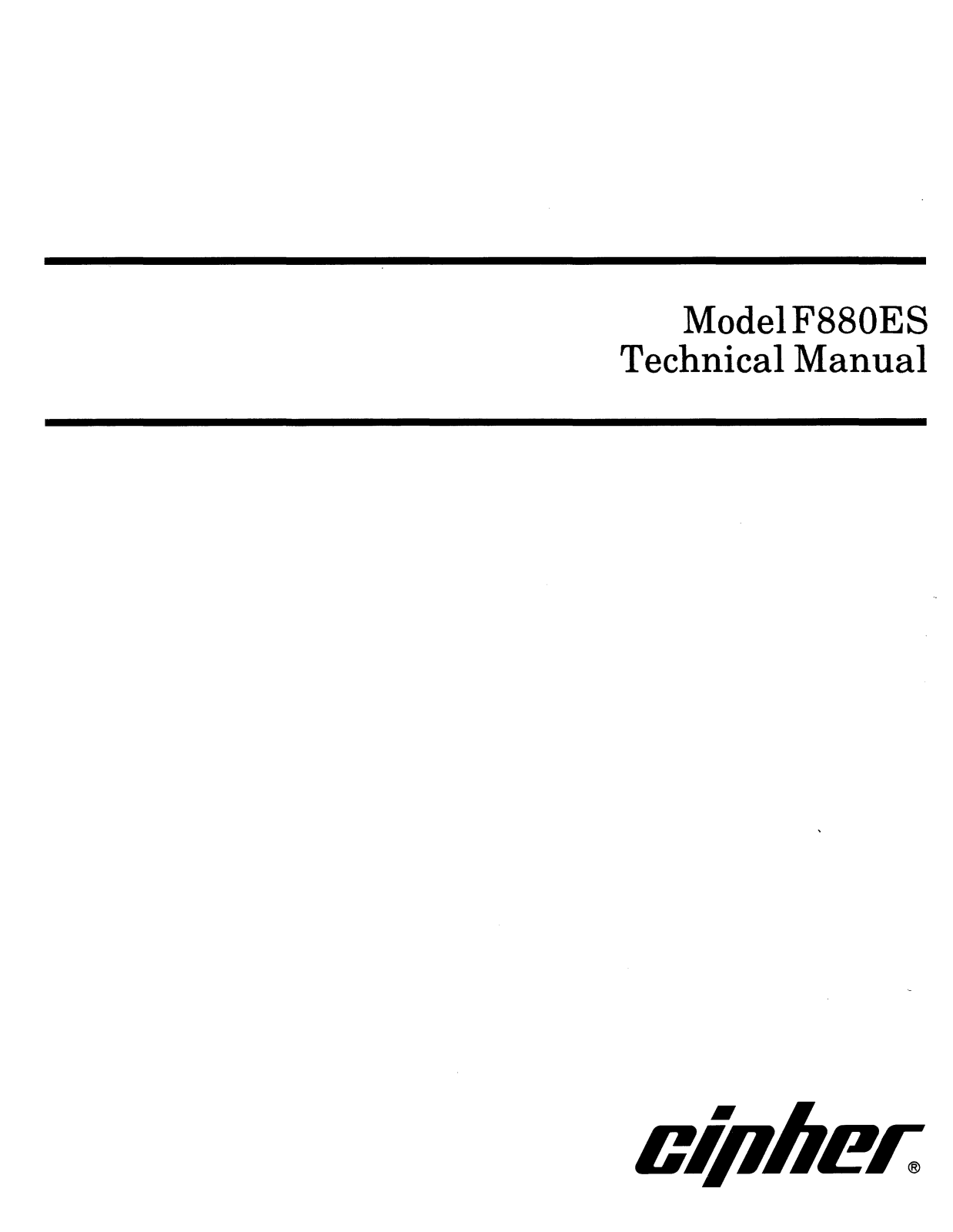 Cipher F880ES Technical Manual - ManualMachine.com