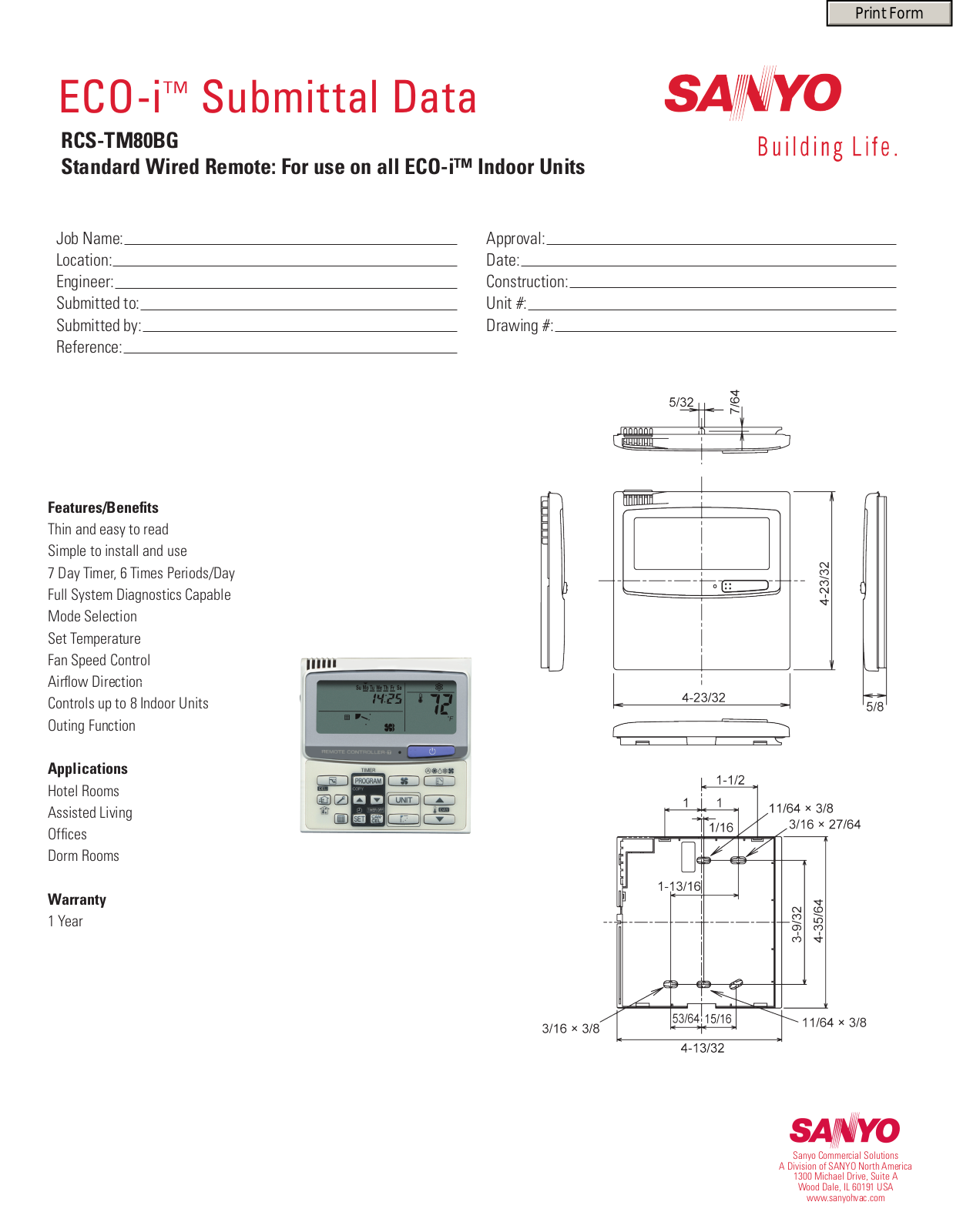 Sanyo RCS-TM80BG User Manual