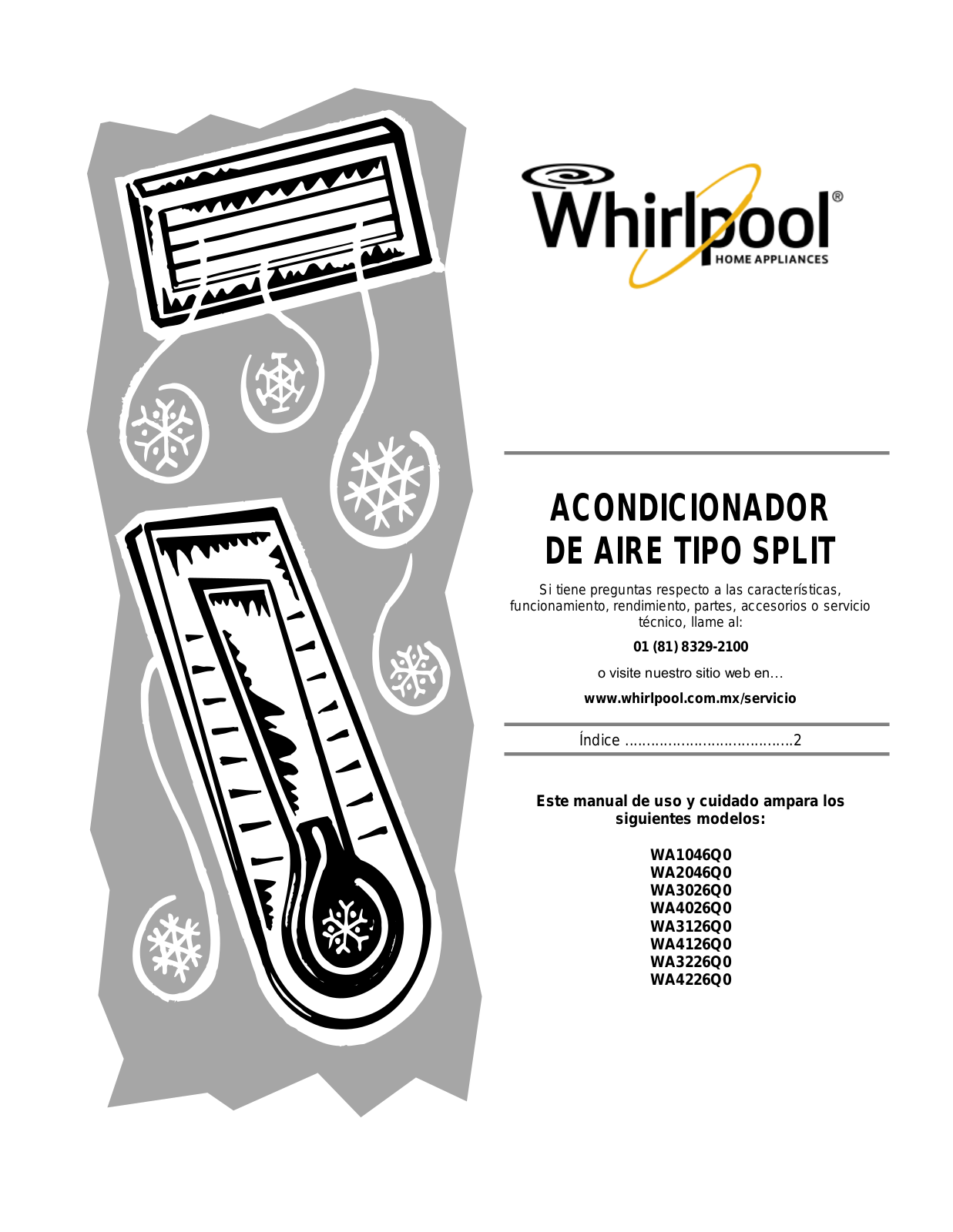 Whirlpool WA1046Q0, WA2046Q0, WA3026Q0, WA4026Q0, WA3126Q0 User Manual