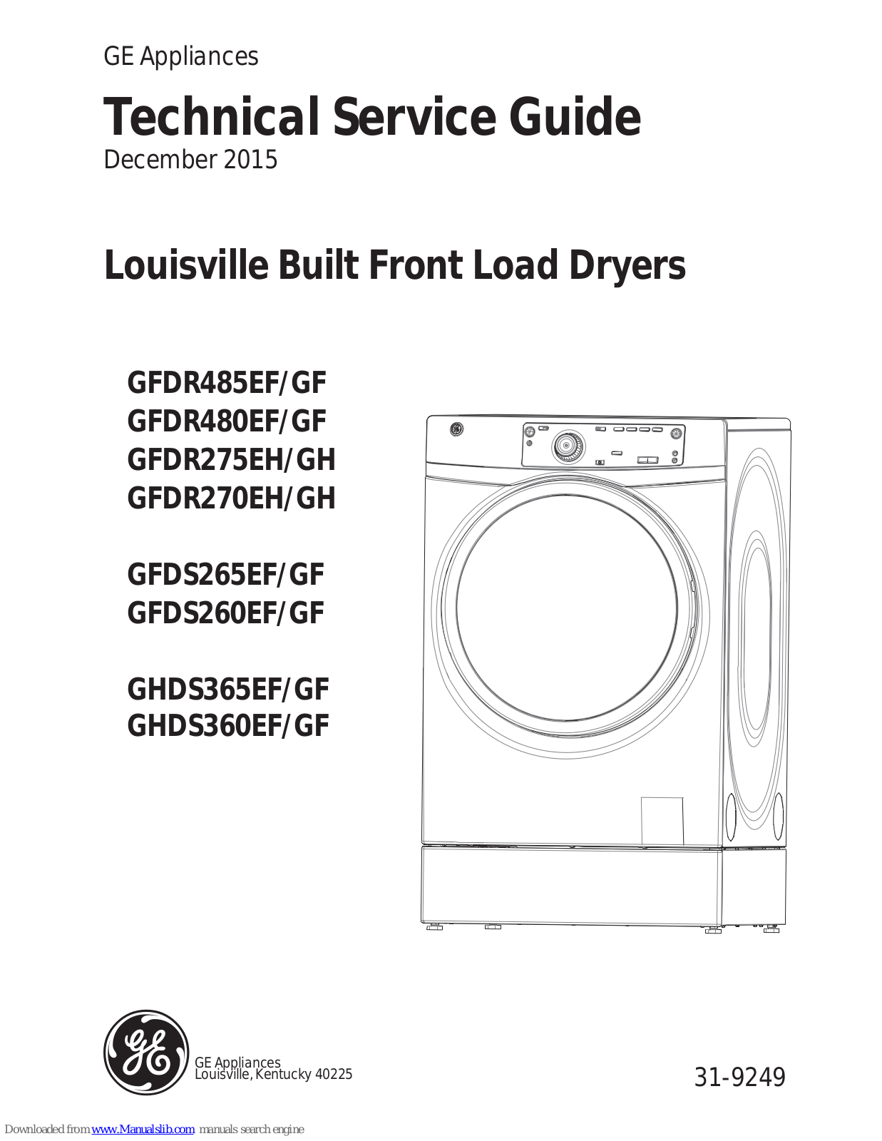 GE GFDR270EH, GFDR480EF, GFDS265EF, GFDR270GH, GFDS265GF Technical Service Manual