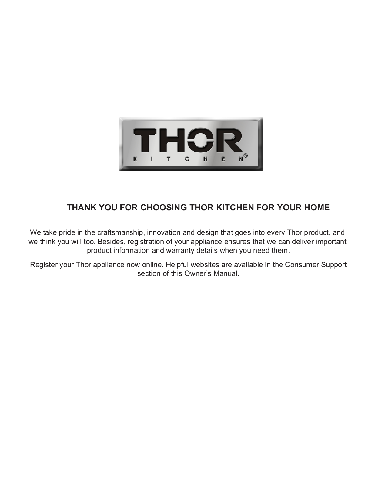 Thor Kitchen HB3001U Owner's Manual