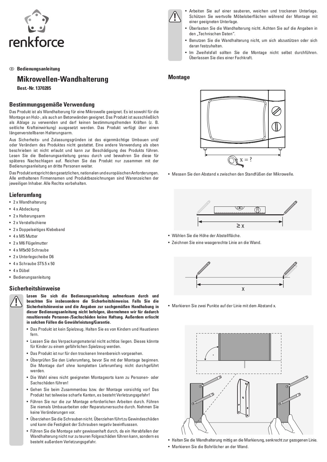 Renkforce 1370285 Operating Instructions