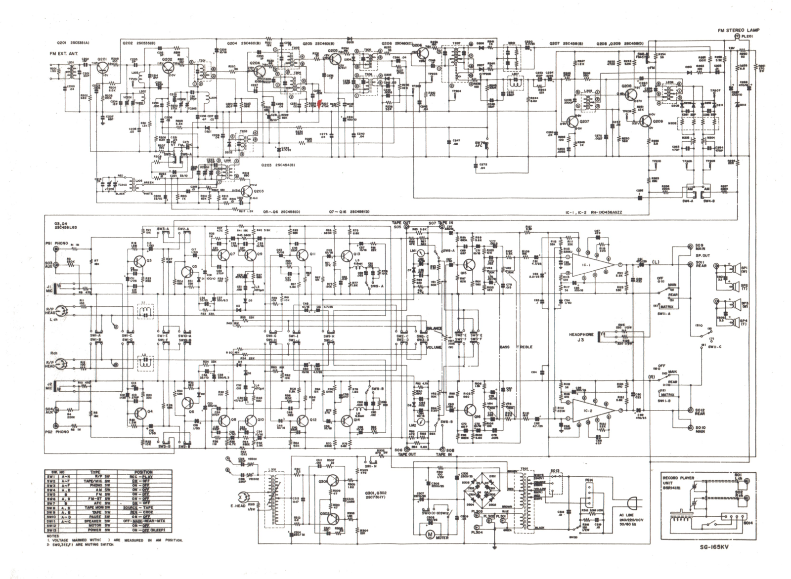 Sharp 3x1 SG165 Schematic