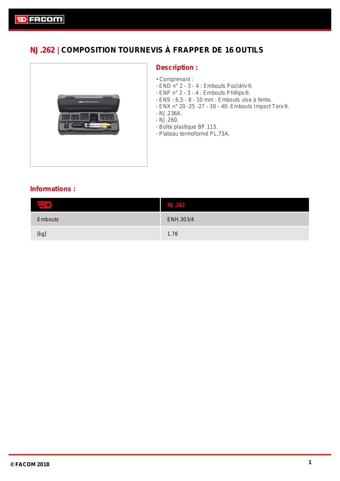 Facom NJ.262 Specification - ManualMachine.com