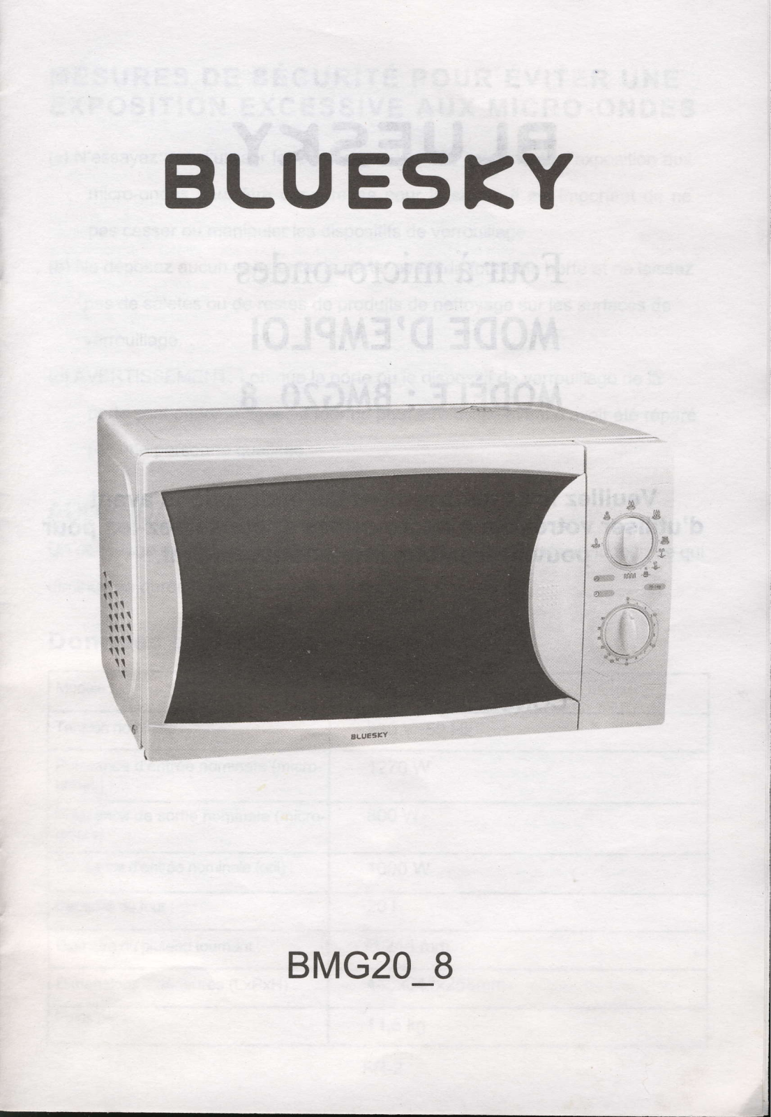 BLUESKY BMG20 8 User Manual